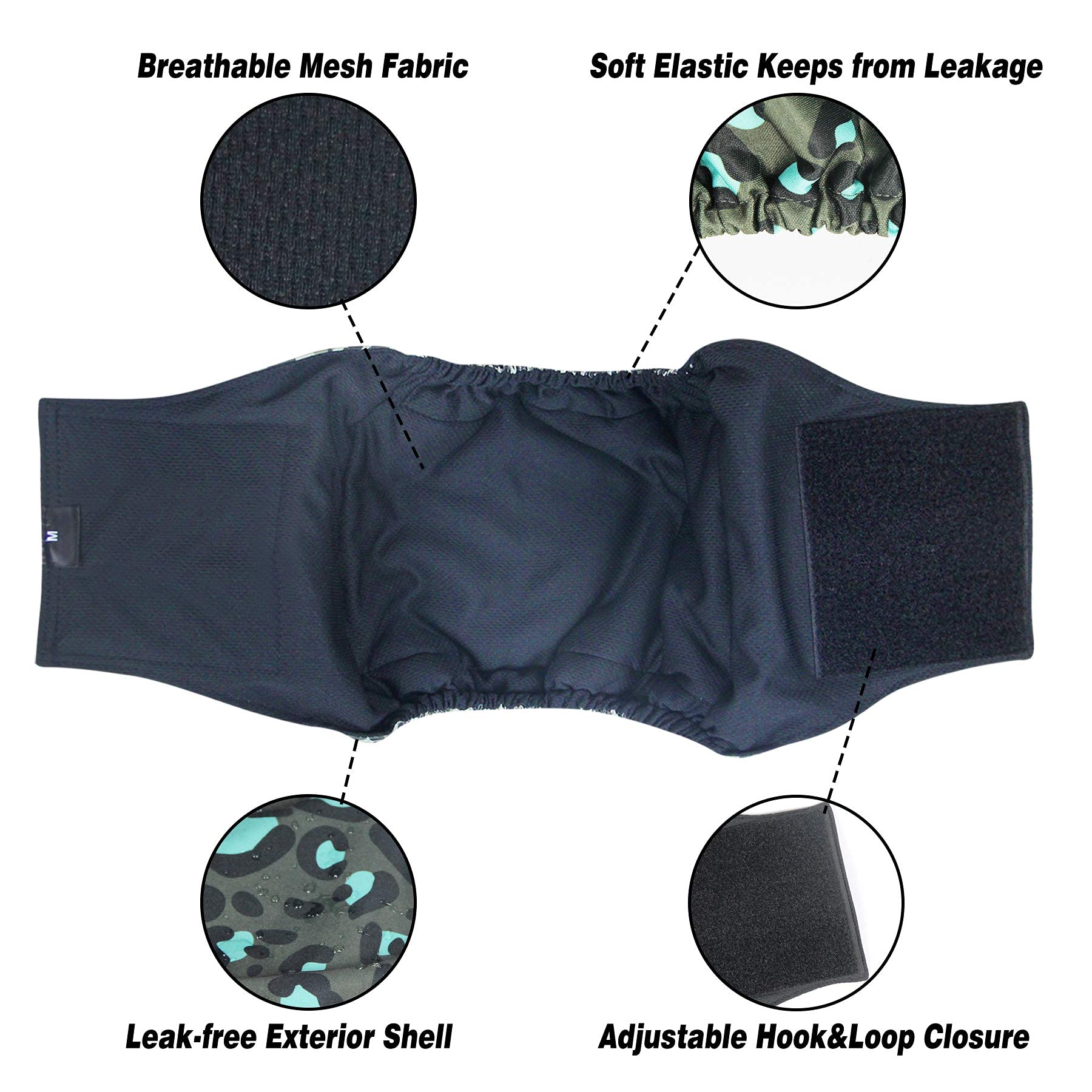 Leekalos Male Dog Diapers (3 Pack), High Absorbing Dog Belly Bands For Male Dogs, Washable Reusable Dog Male Wraps (Medium, Leopard)