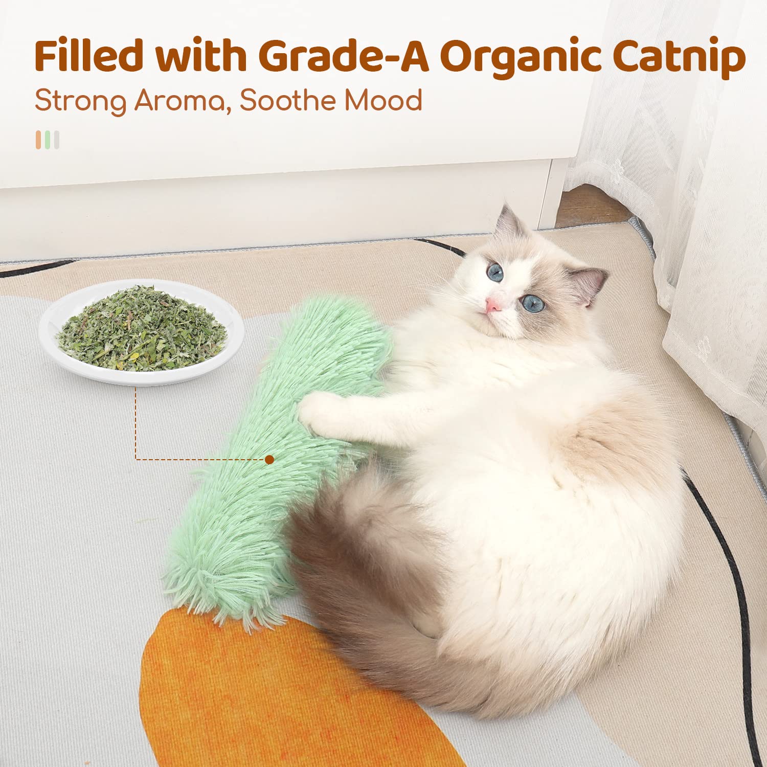 Potaroma Cat Toys Pillows, 3 Pack, Soft And Durable Crinkle Sound With Catnip Inside, Interactive Indoor Kitten Kicker, Promotes Kitty Exercise