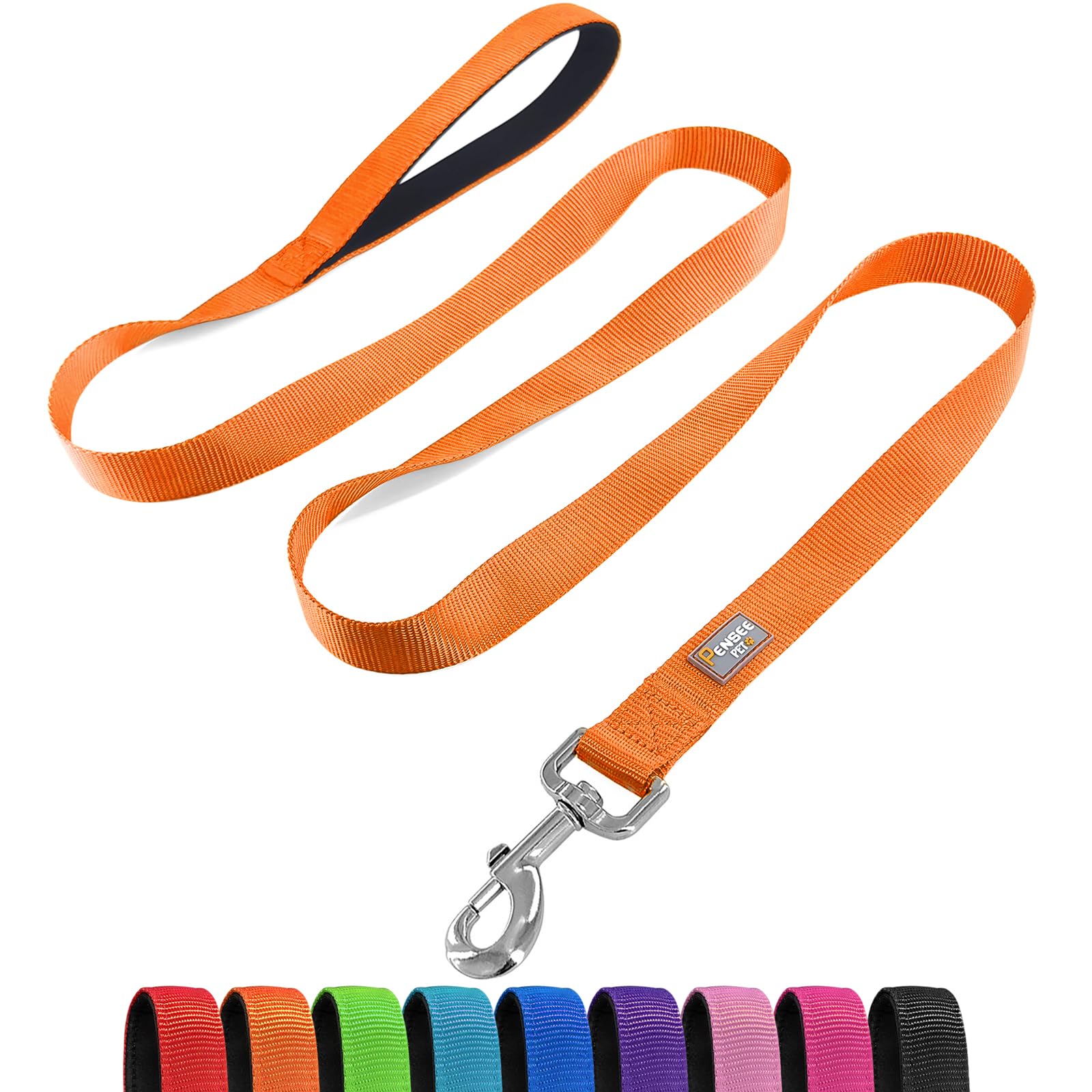 Penseepet Basic Dog Leashes 6 Ft Padded Handle Nylon Dogs Leashes For Large Dogs Orange