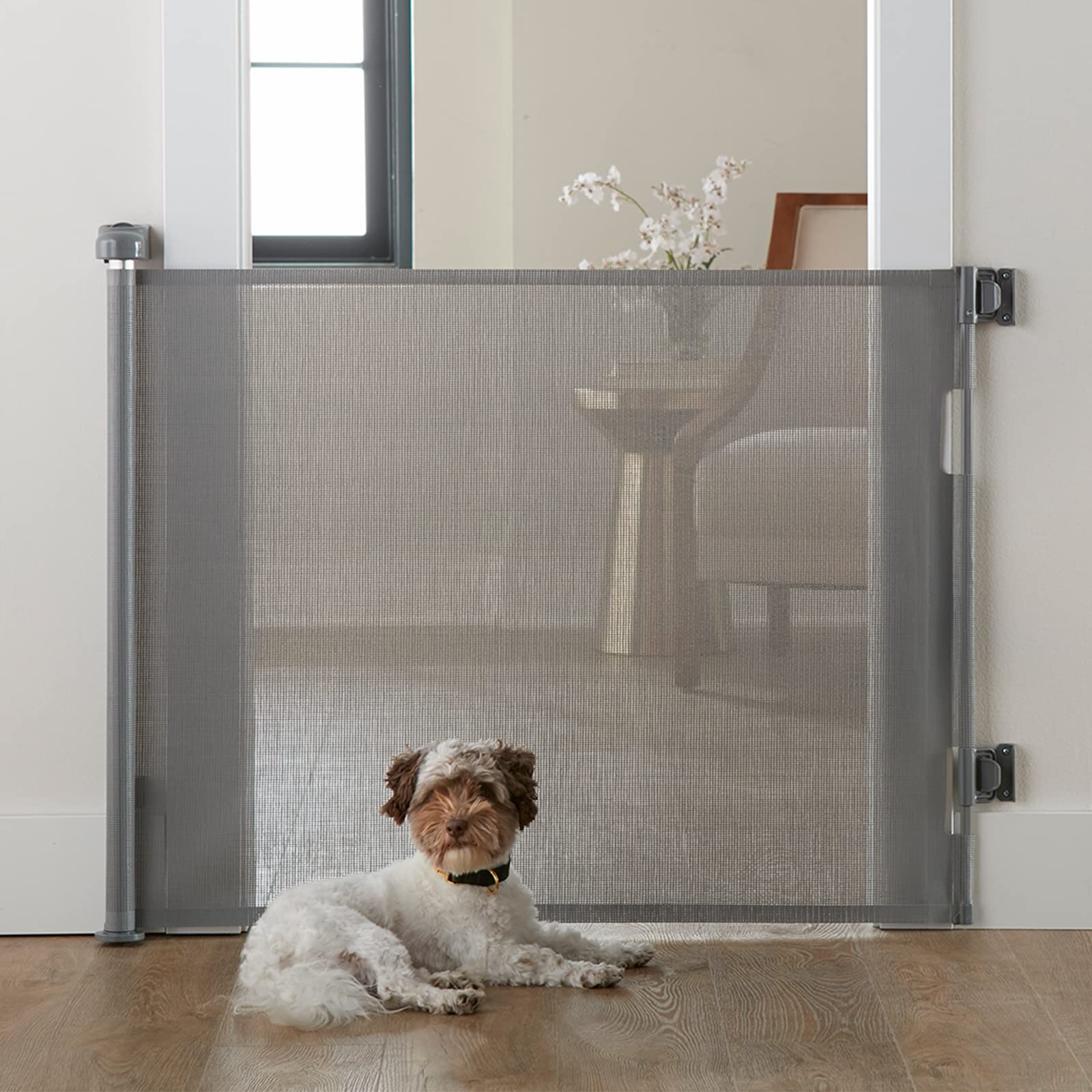 Cumbor Baby Gate Retractable Gates for Stairs, Mesh Dog Gate for The House, Wide Pet Gate 33'' Tall, Extends to 55'' Wide, Long