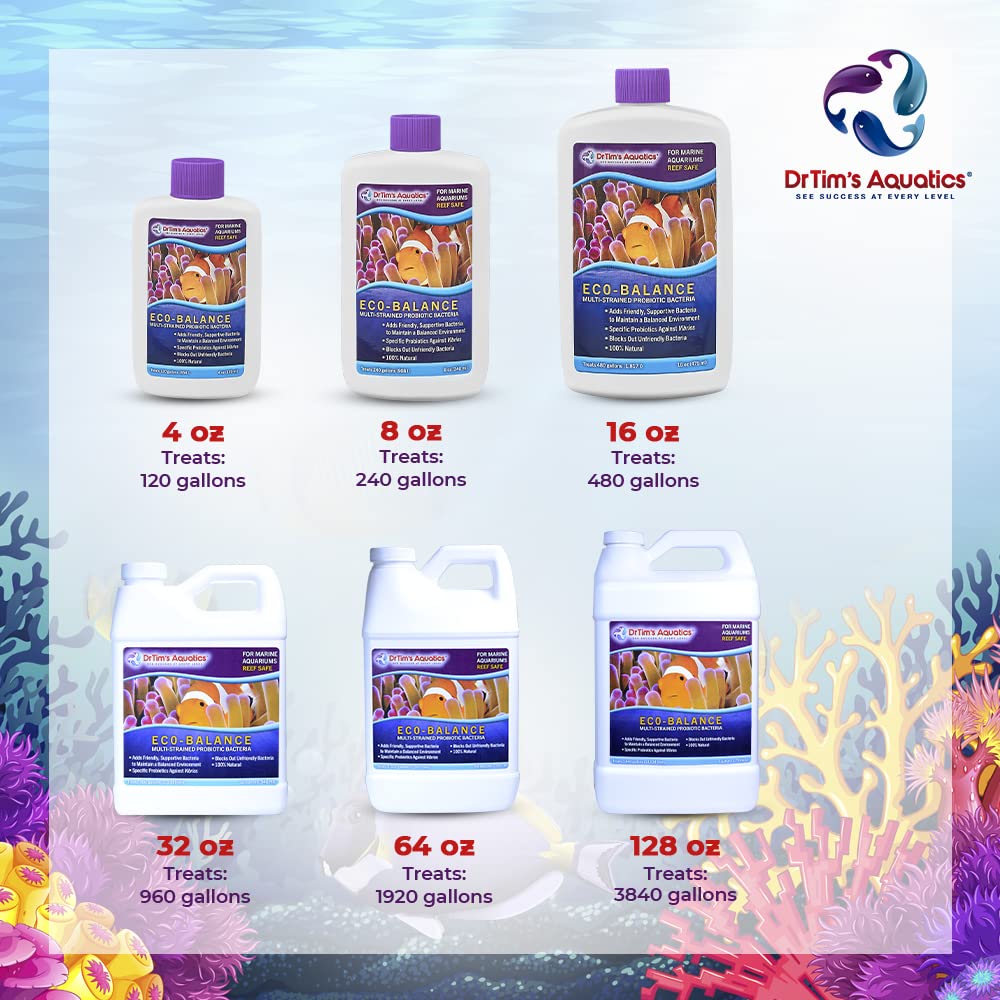 DrTim's Aquatics Eco-Balance for Reef Aquariums - Multi-Strained, Supportive Probiotic Bacteria to Maintain a Balanced Fish Tank