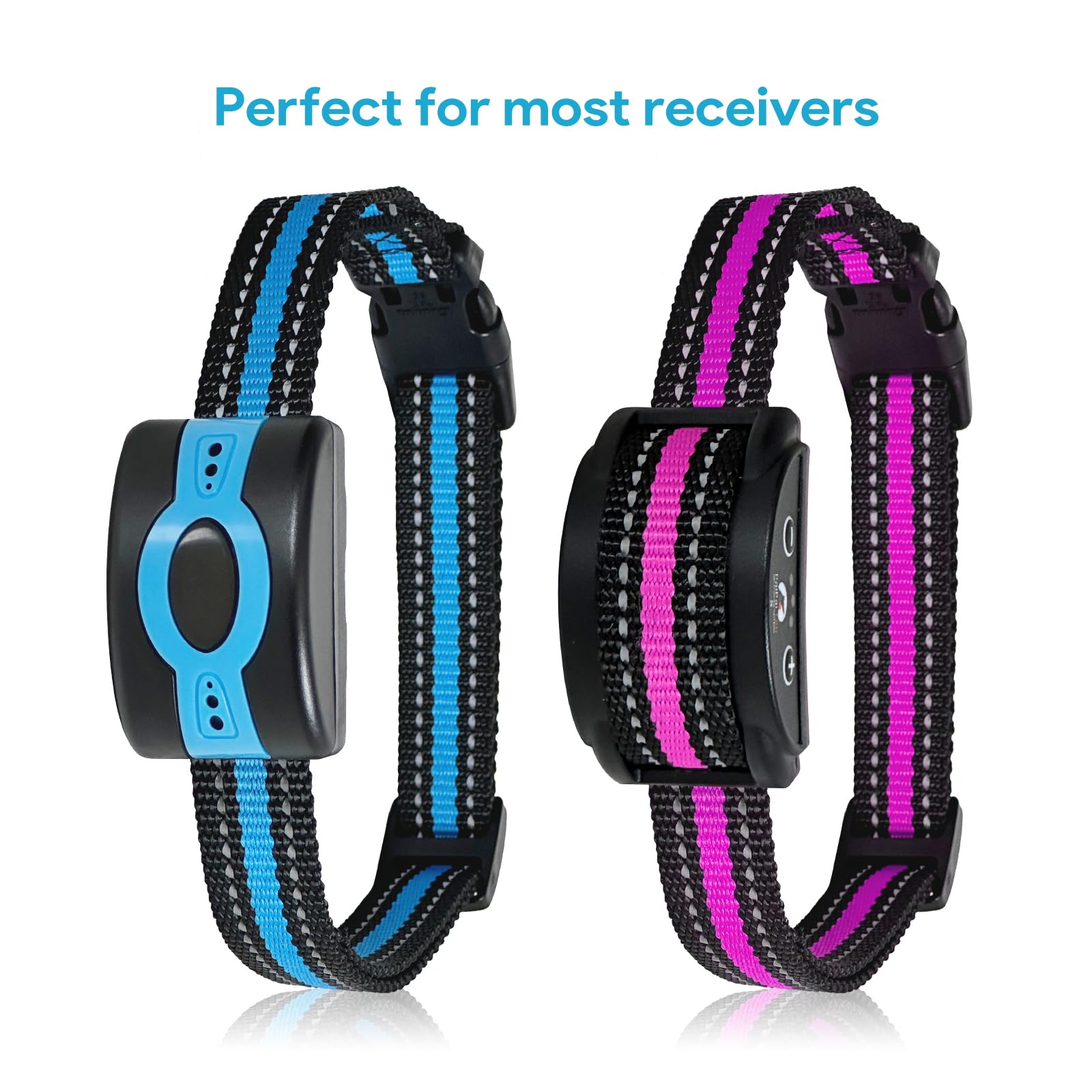 Replacement Collar For Shock Training Bark Collar,Dog Shock Collars Replacement, Nylon Replacement Collar Strap For E Collar Wireless Dog Fence Receivers(2 Piece Blue+Rose Red)