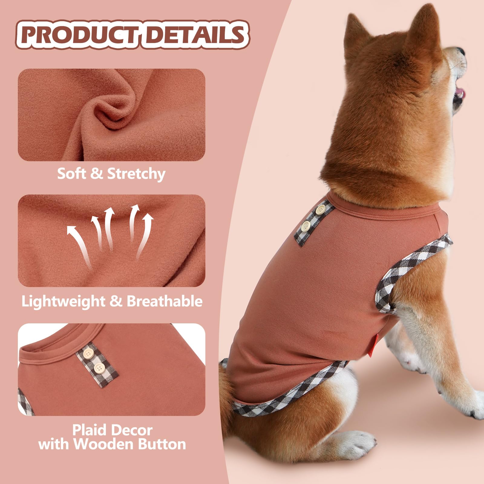 Kyeese 2Pack Dog Shirt Stretchy Sweatshirt Pullover Fleece Coats Lightweight Shirt Vest Sleeveless T-Shirt Soft For Small Dogs,