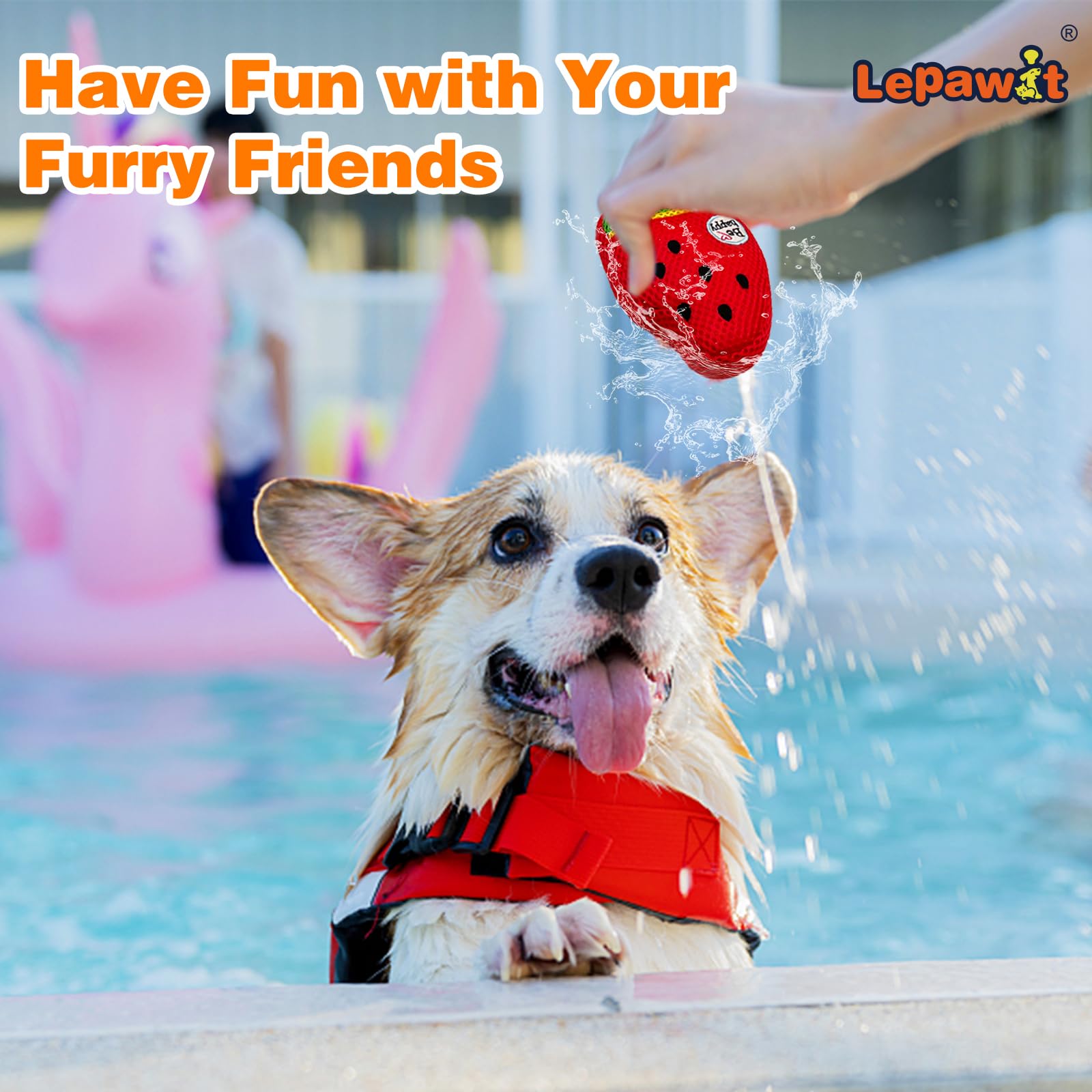 Lepawit Squeaky Dog Toys, Floating Dog Toys With Mesh For Cleaning Teeth, Watermelon Ice Cream Dog Gifts For Small And Medium Do