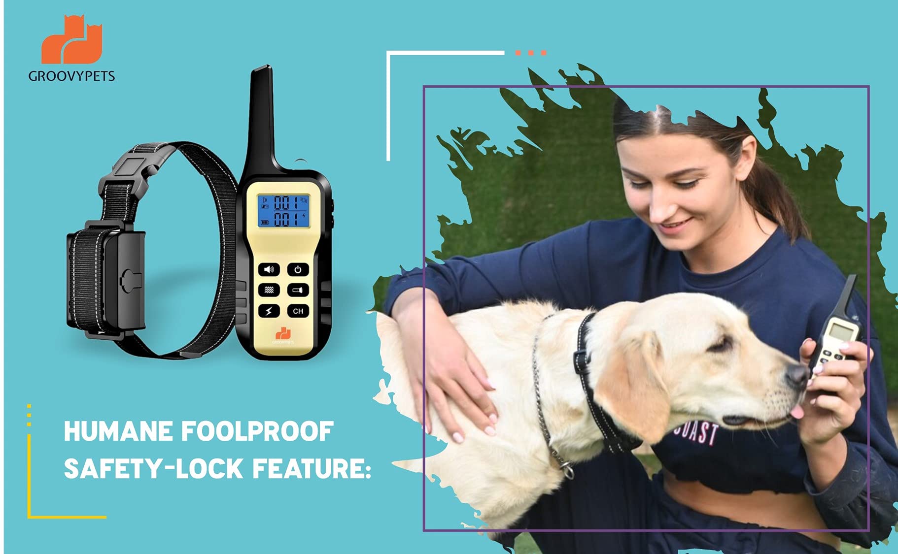 Groovypets 1100 Yd Remote Dog Training Shock Collar With Auto Anti Bark,100 Levels Of Adjustable Static Stimulation And Vibration For Small Medium Large Dogs (2-Dog Set)