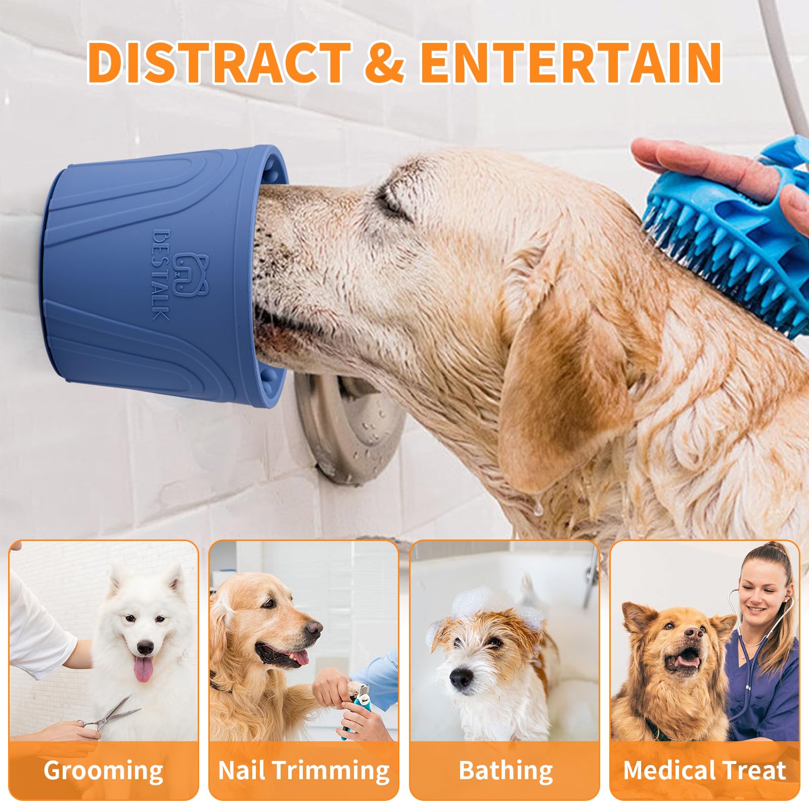 Dog Lick Bowl, Bestalk Anxiety Relief Slow Feeder Dog Lick Mat Treat Dispenser, Non-Slip Dog Licking Bowl Dog Enrichment Toys fo