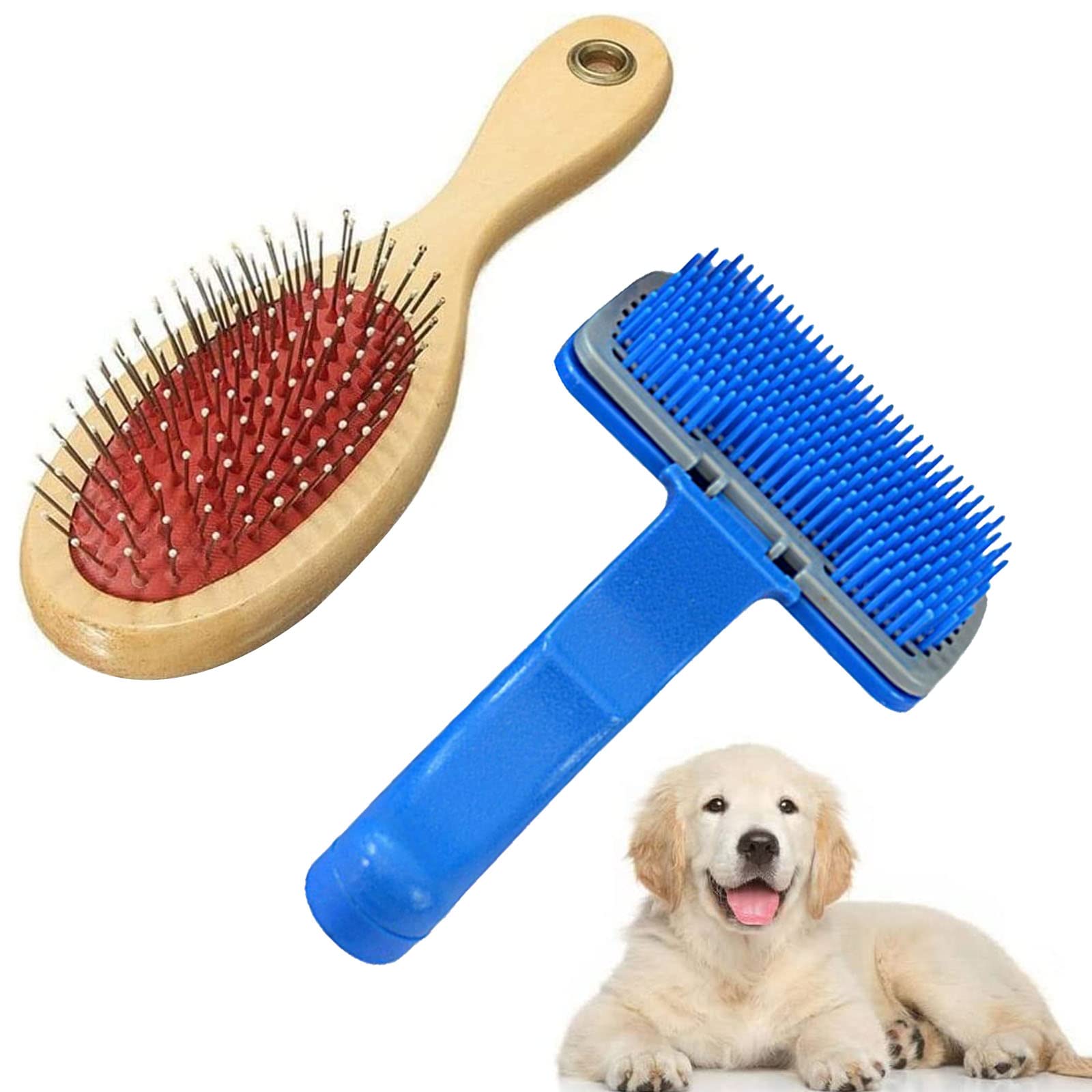 Emily Pets Dog Grooming Kit Dog Plastic Slicker Brush With Press Key For Puppies And Dogs And Single Side Pet Grooming Brush Fo