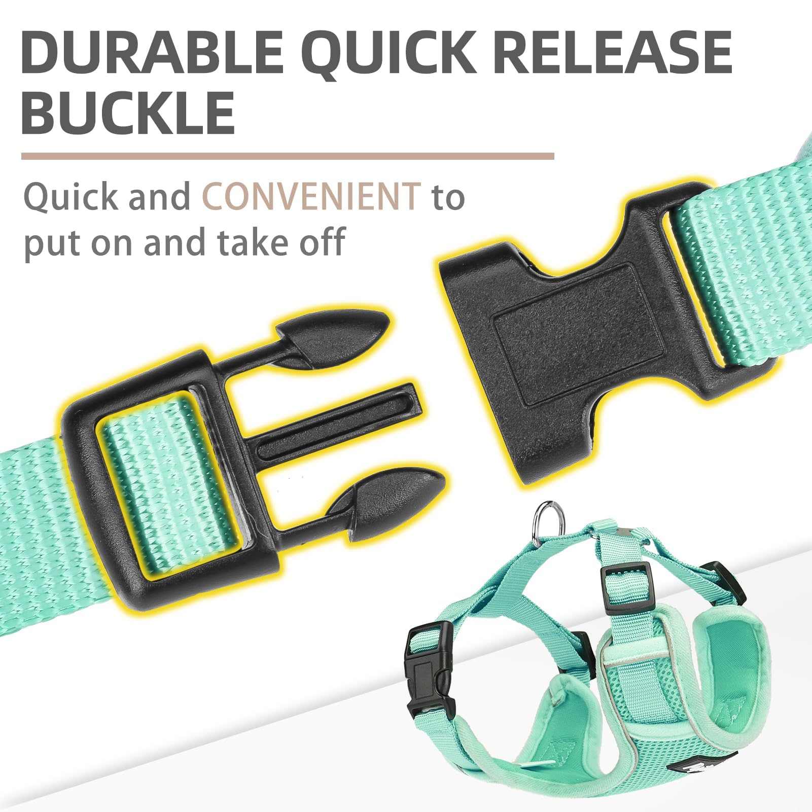 Pupteck Dog Harness And Leash Set For Small Medium Dogs No Pull, Soft Mesh Adjustable Puppy Cat Harness Reflective At Night, Gre