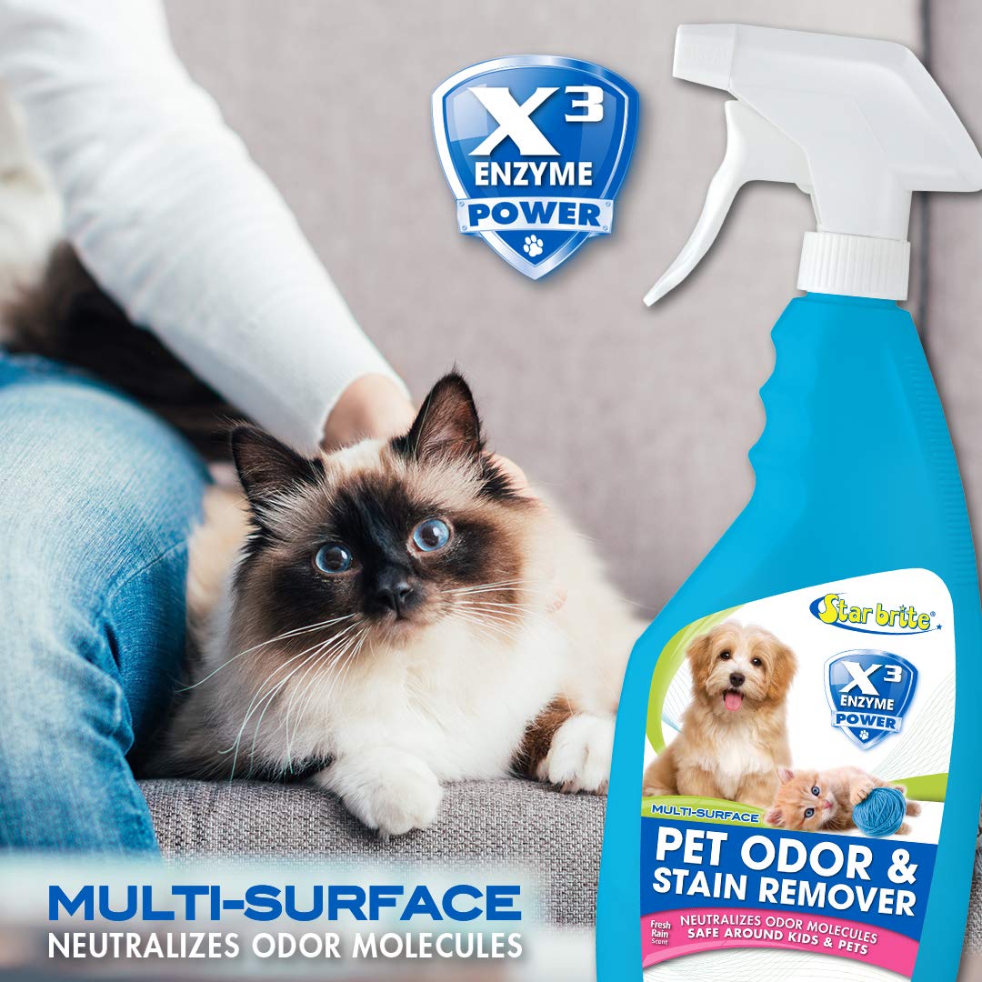 STAR BRITE Multi-Surface Pet Odor & Stain Remover Spray - Triple Enzyme Neutralizer - 22 OZ (09722)