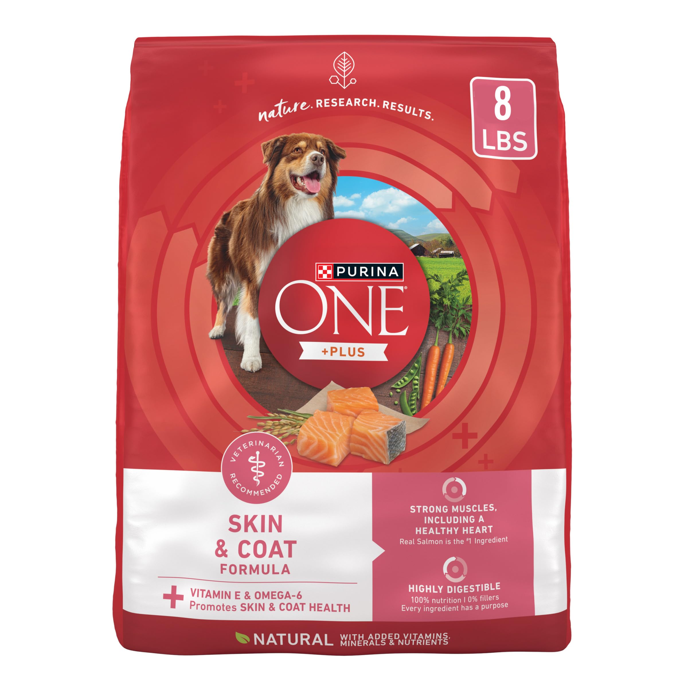 Purina ONE Natural, Sensitive Stomach Dry Dog Food, +Plus Skin & Coat Formula - 8 lb. Bag