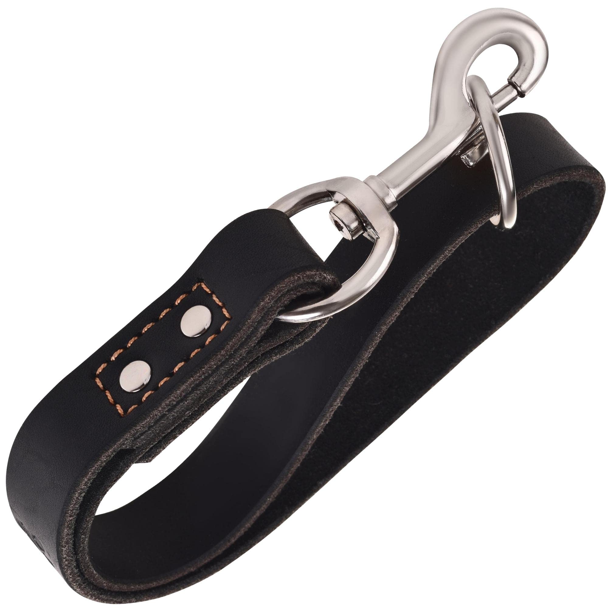 Adityna Short Leather Dog Leash 12' Length X 1' Wide - Traffic Dog Leash For Medium, Large And Extra-Large Breeds
