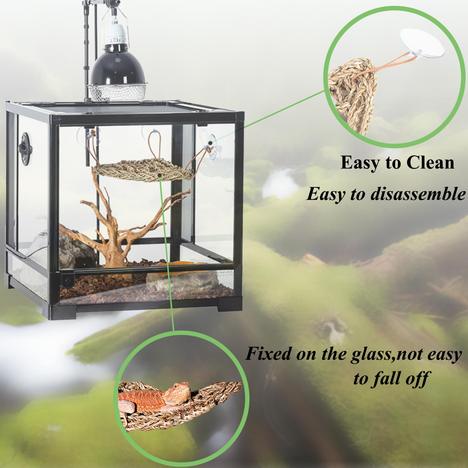 Mechpia 12 Pieces Bearded Dragon Tank Accessories, Reptile Hammock Plants And Vines Terrarium Branch Plants Habitat Decoration F