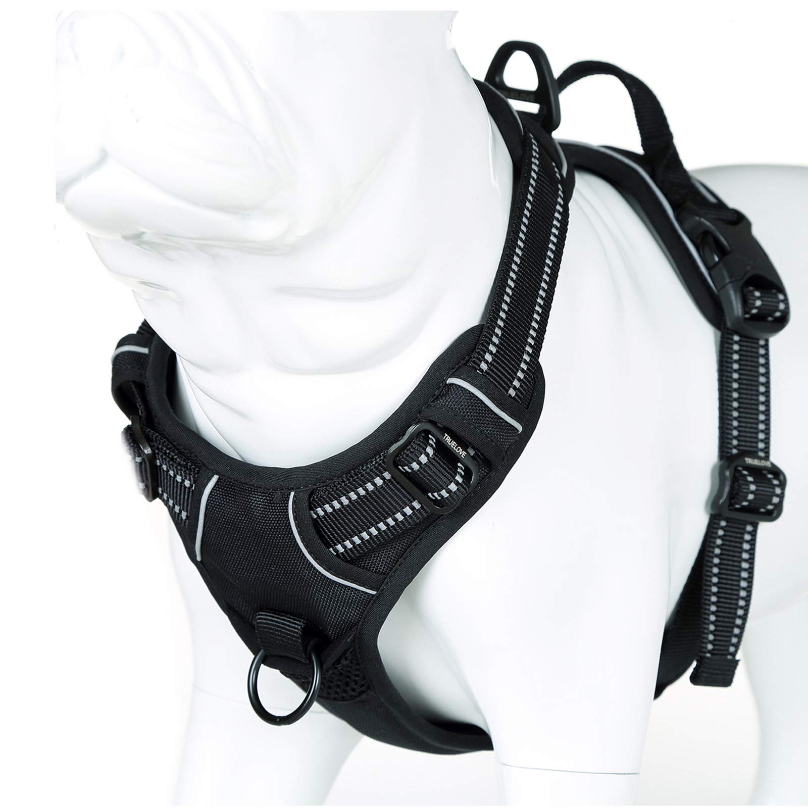 Juxzh Truelove Soft Front Dog Harness .Reflective No Pull Harness With Handle And 2 Leash Attachments Grass Green