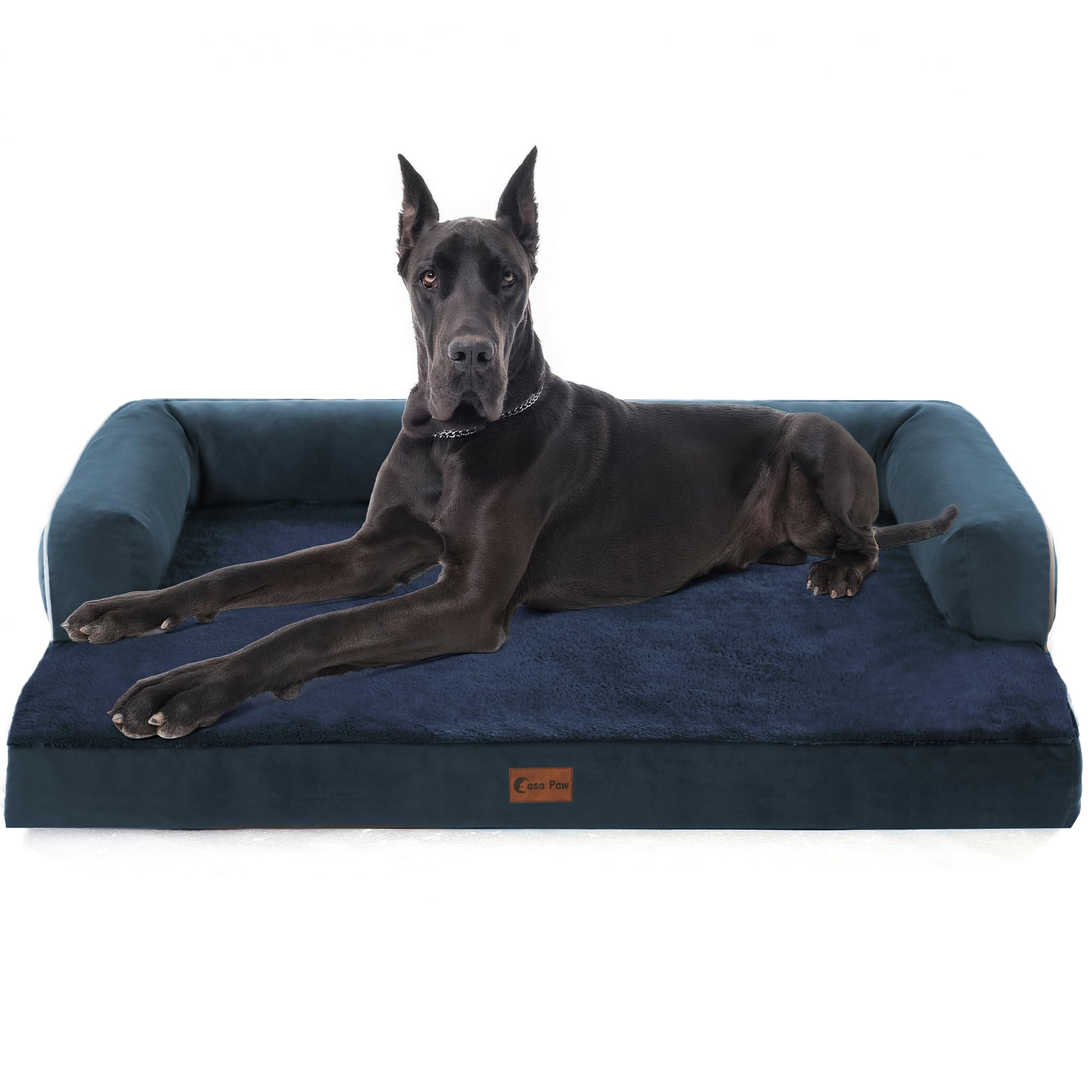 Casa Paw XXL Dog Bed with Bolsters, Orthopedic Dog Beds for Extra Large Dogs, Waterproof Dog Beds XLarge, Memory Foam Dog Bed wi