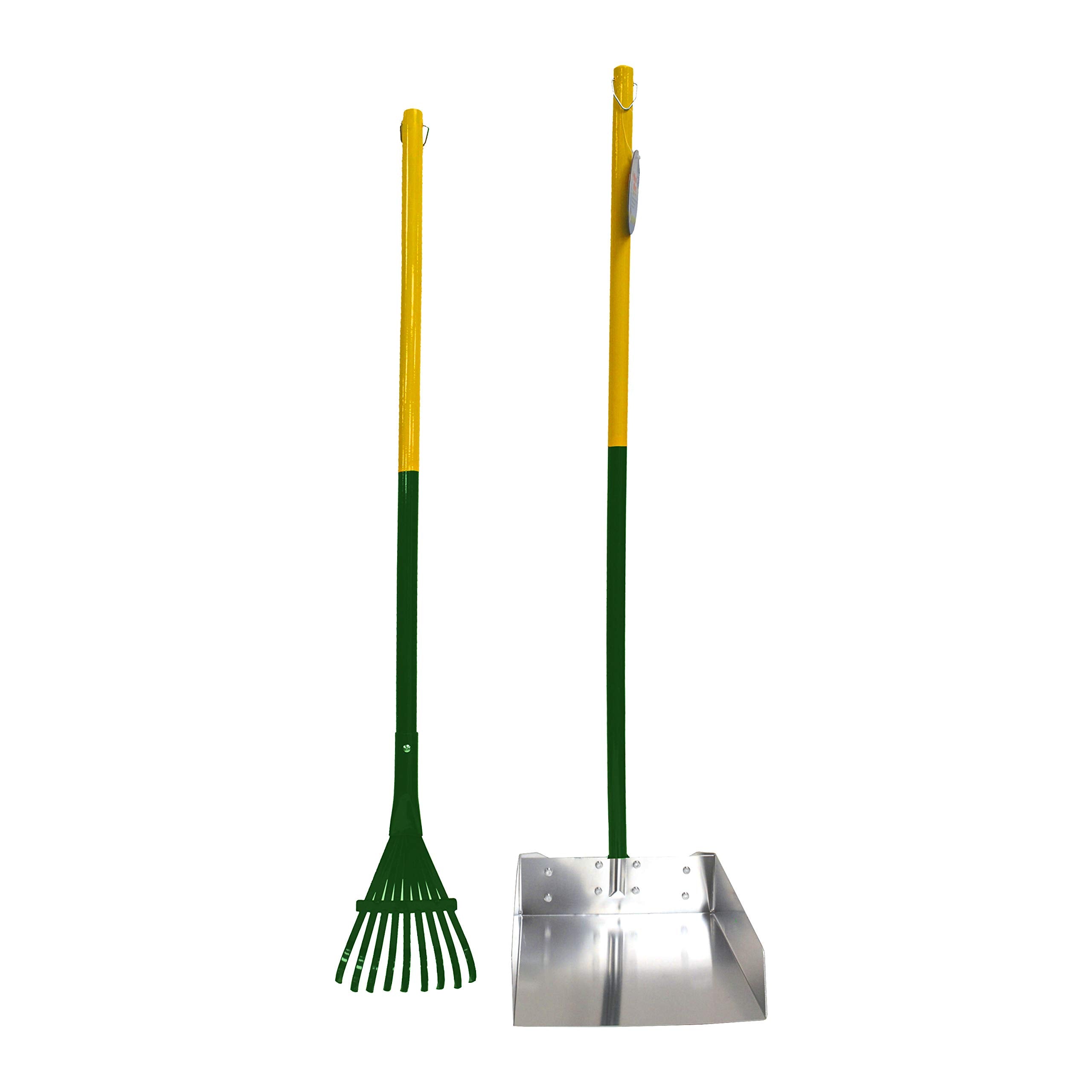 Four Paws Stainless Steel Long-Handled Dog Pooper Scooper Rake & Pan 2 Piece Set, Pet Waste Pickup Tool, 38 x 10