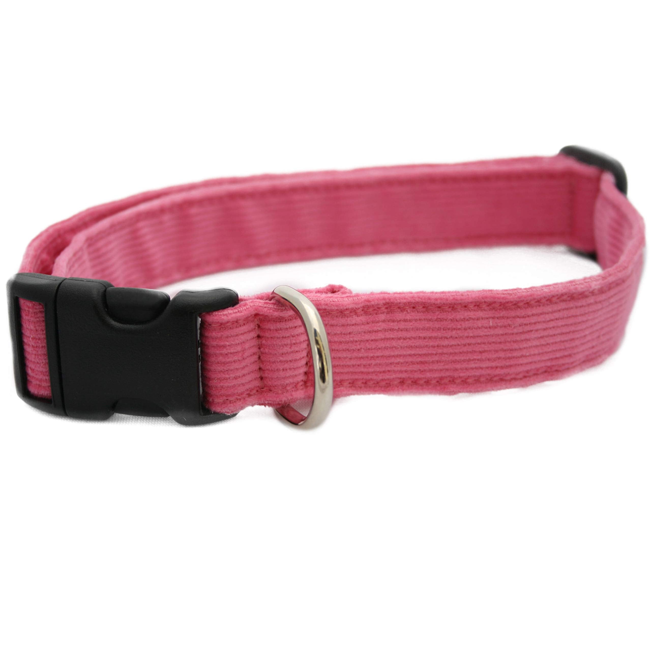 Hemp Corduroy Dog Collar - No Pattern (1/2' Extra Small, Pink)