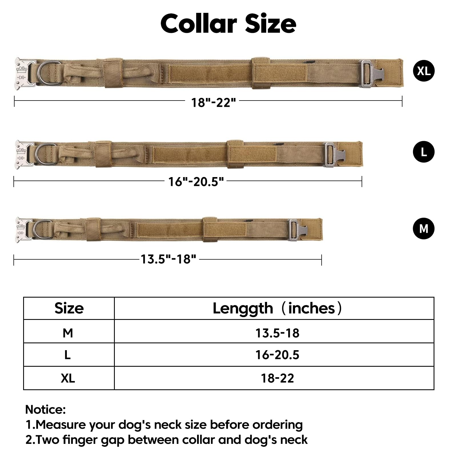 Tactical Military Dog Collar - Adjustable Nylon With Control Handle & Heavy Metal Buckle For Medium & Large Dogs (Xl, Brown) Wit