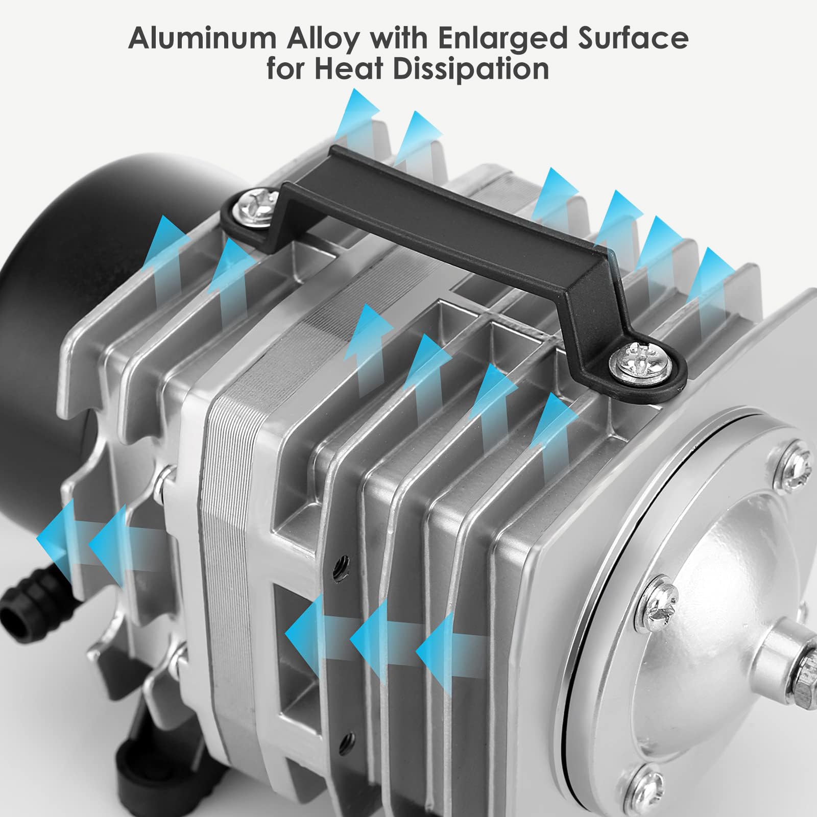 FUMAK Aquarium Air Pump - 650GPH Commercial Bubbler & Aerator, Model ACO-001, Hydroponic Use, Durable Aluminum Construction