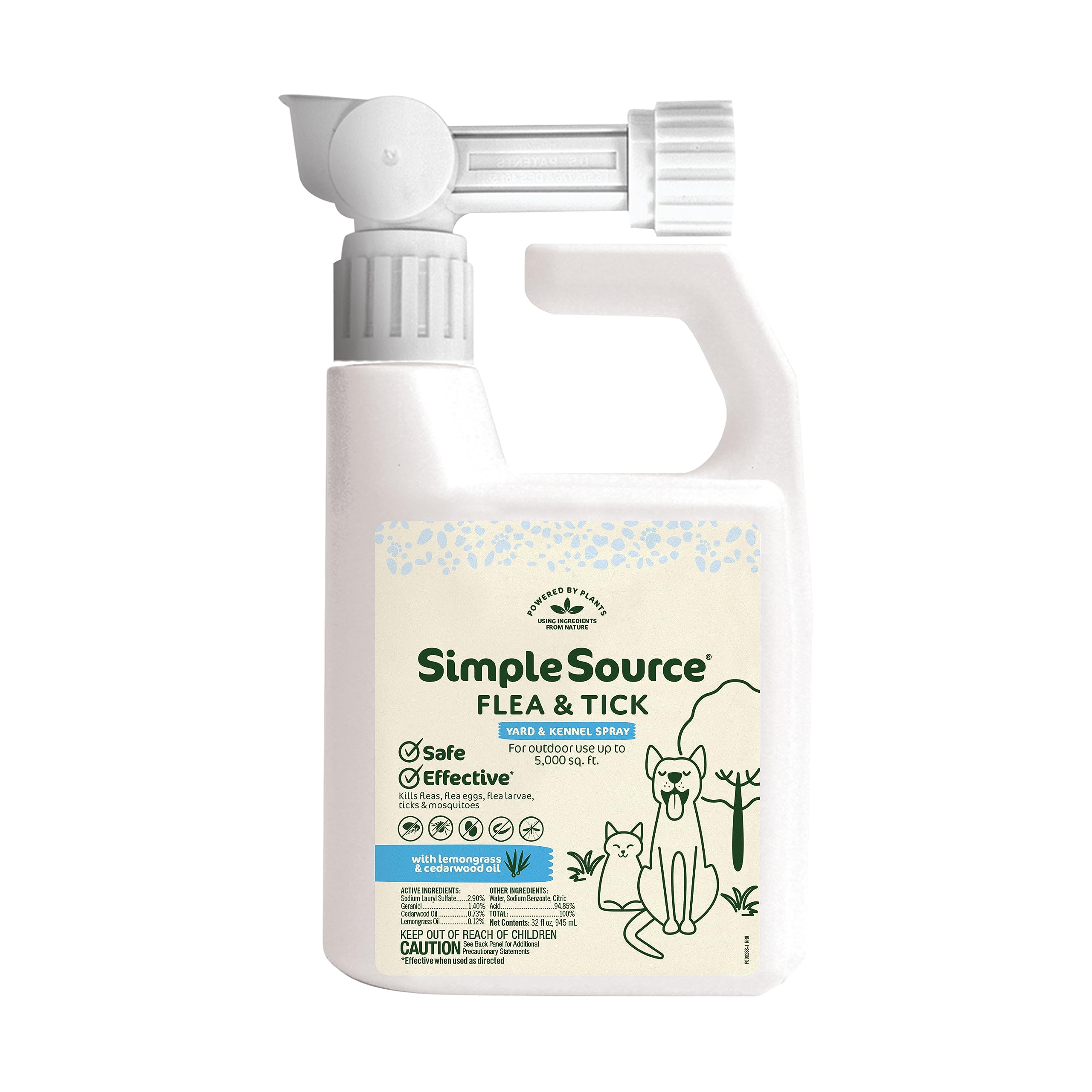 SimpleSource Flea & Tick Yard & Kennel Spray, Powered by Plants, Eliminates Fleas, Flea Eggs, Flea Larvae, Ticks, & Mosquitos, 3