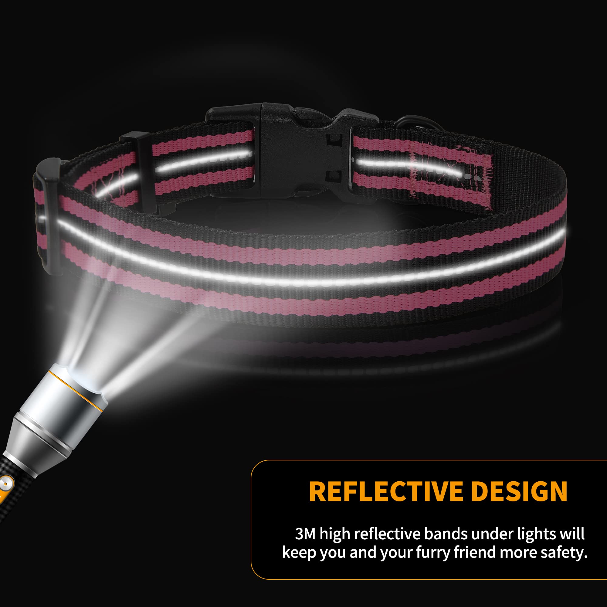 Mile High Life Reflective Dog Collar | Nylon Pet Collars Wiith Buckle | Light Weight Puppy Collars | Pink Dog Collars For Small
