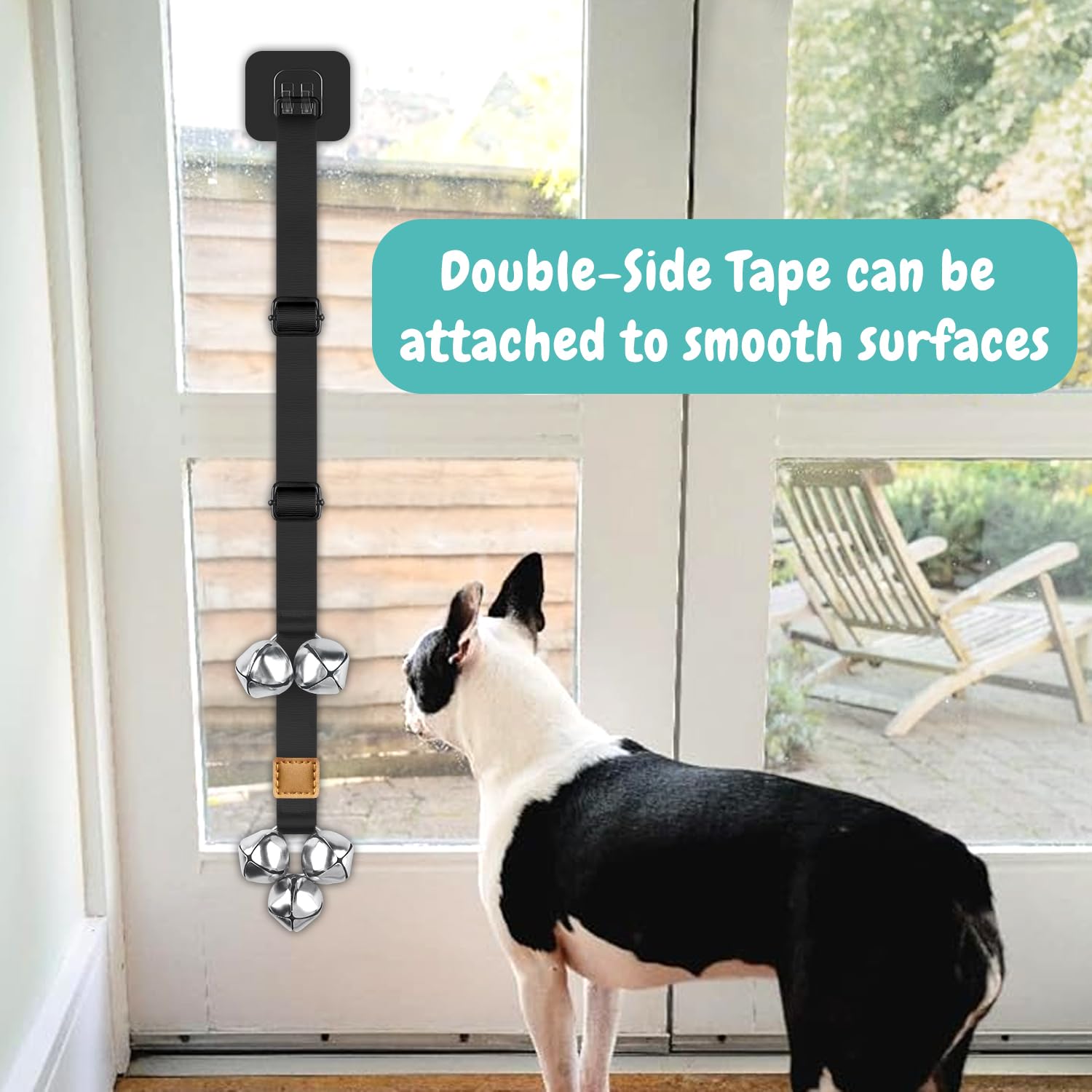 BLUETREE 2 Pack Dog Bells - Adjustable Premium Quality Black+Pink Door Bells for Easy Outdoor Access