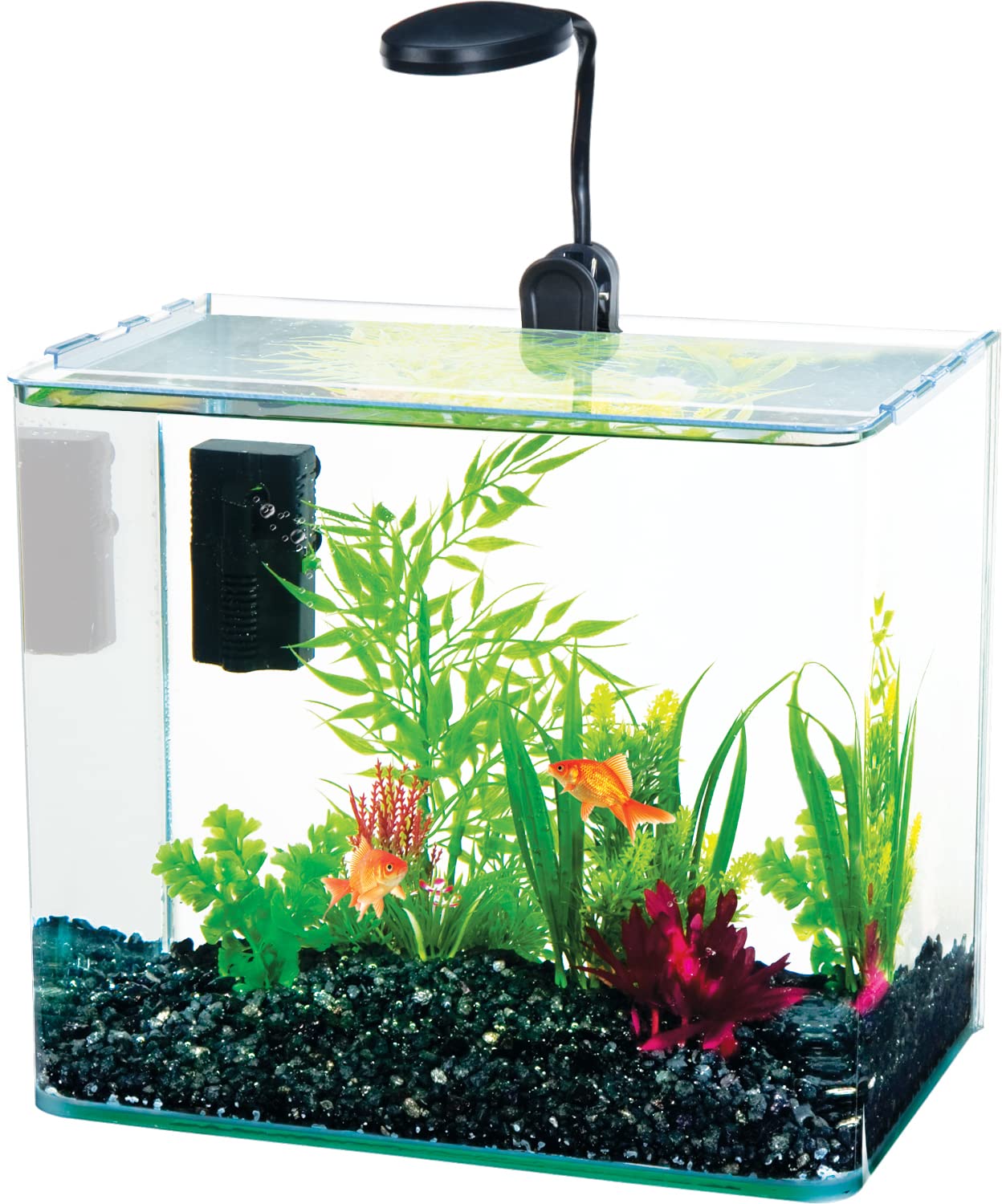 PENN-PLAX Water-World Radius Desktop Nano Aquarium Kit - Includes LED Light, Internal Filter, and Mat - Perfect for Shrimp and S