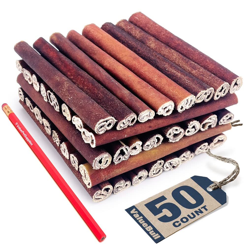 ValueBull USA Collagen Sticks for Dogs, 6 Inch Thick Chews, Natural Long-Lasting Dog Treats, 50 Count - Supports Joints, Skin &