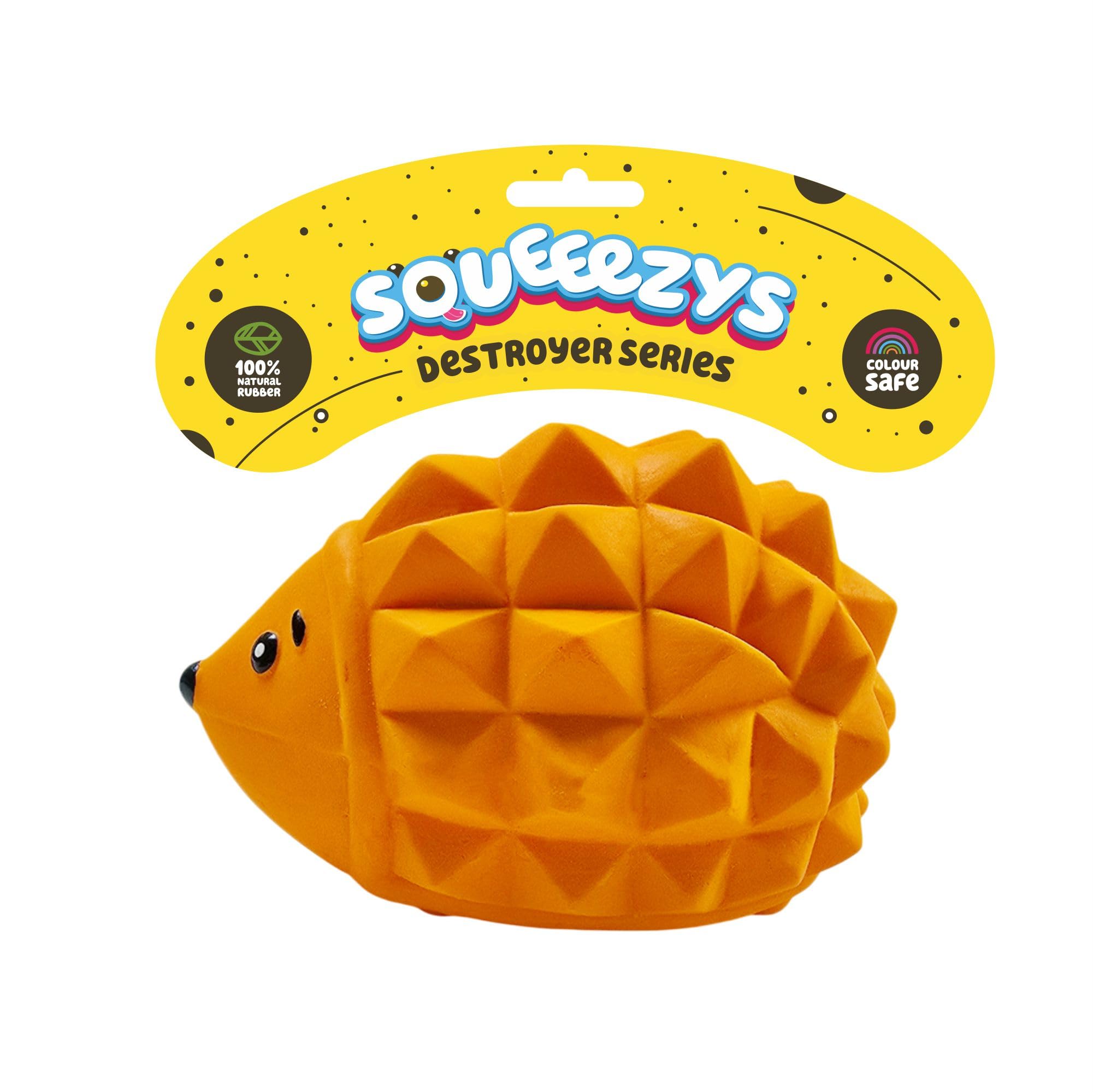 Squeeezys Hedgehog  Squeaky Toys For Dogs, Latex Dog Toys For Large Dogs (030Kgs)  Orange