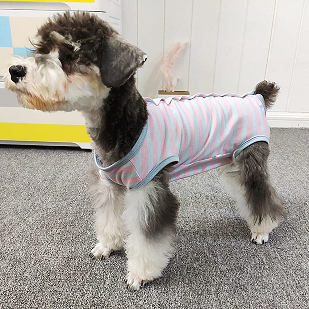 Dog’S Recovery Suit Post Surgery Shirt For Puppy, Wound Protective Clothes For Little Animals(Pink Blue Stripe-Xs)
