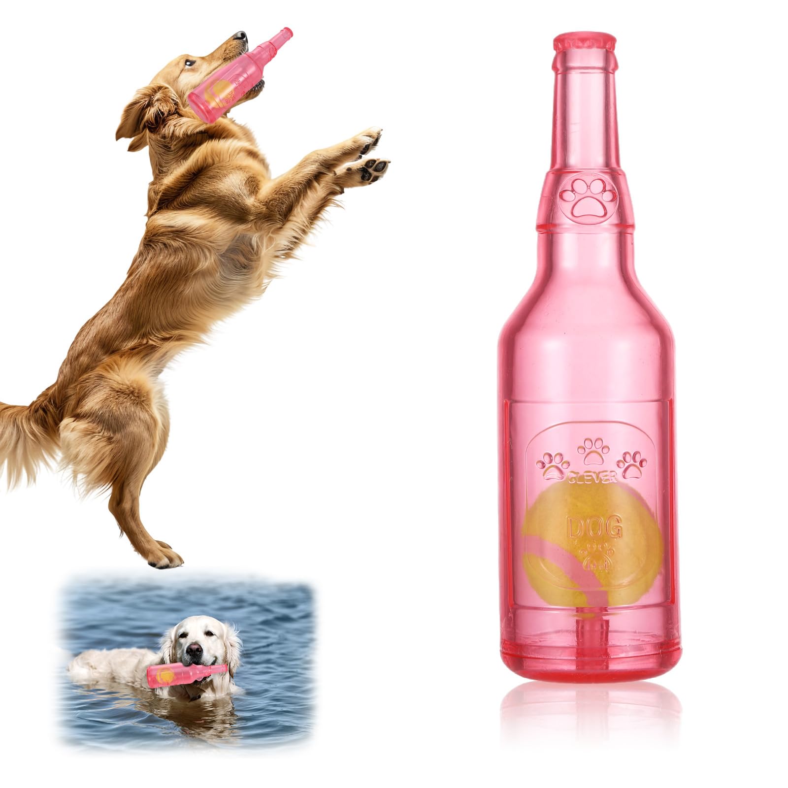 Water Bottle Dog Toy,Crunchnplay Bottle Toy For Dogs,Floating Dog Chew Toys,Squeaky Dog Toys For Aggressive Chewers,Dog Toy Wate