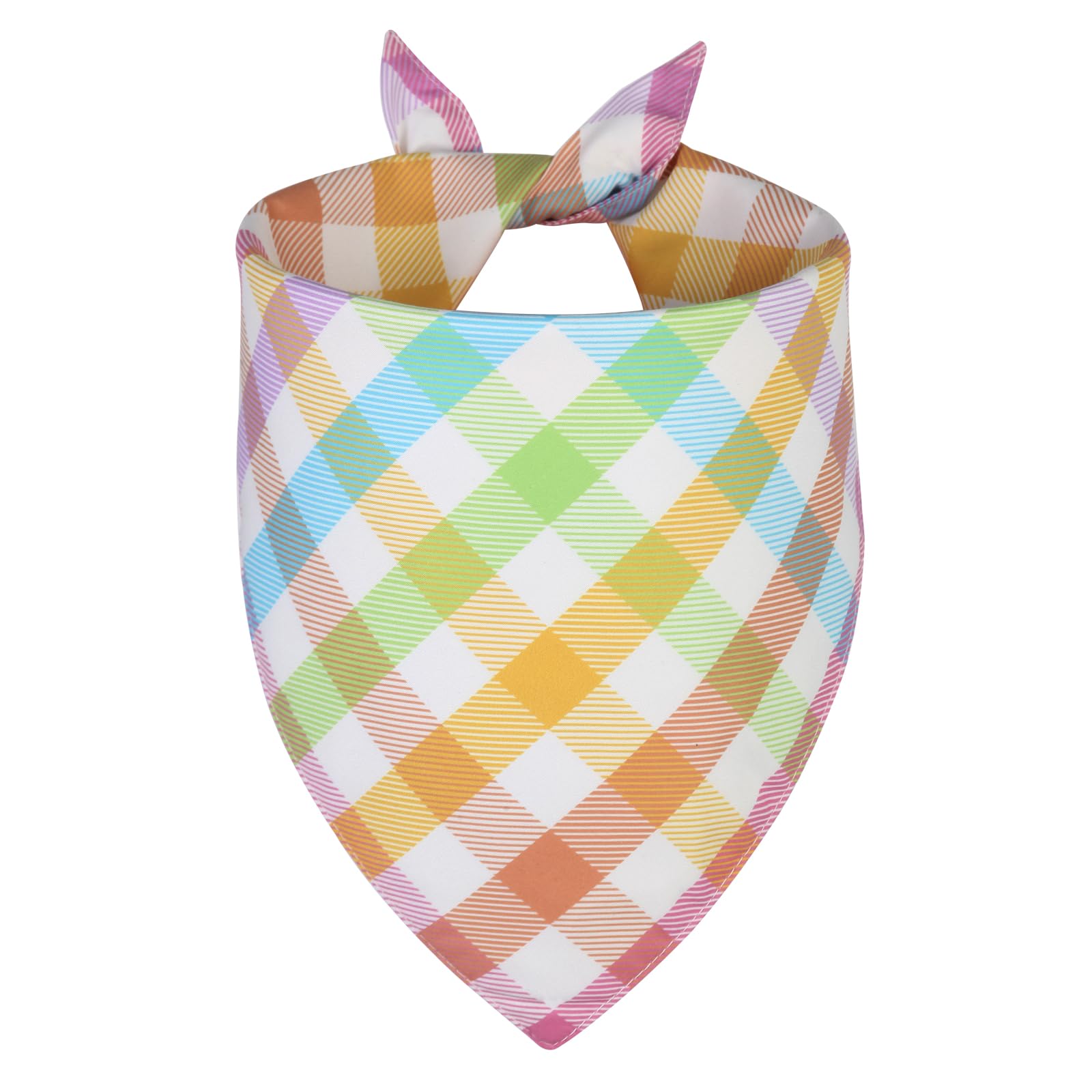 Ququle Spring Dog Bandana Xlarge 1Pcs, Colorful Plaid Dog Bandana, Easter Scarf For Boy And Girl, Summer Durable Triangle Revers