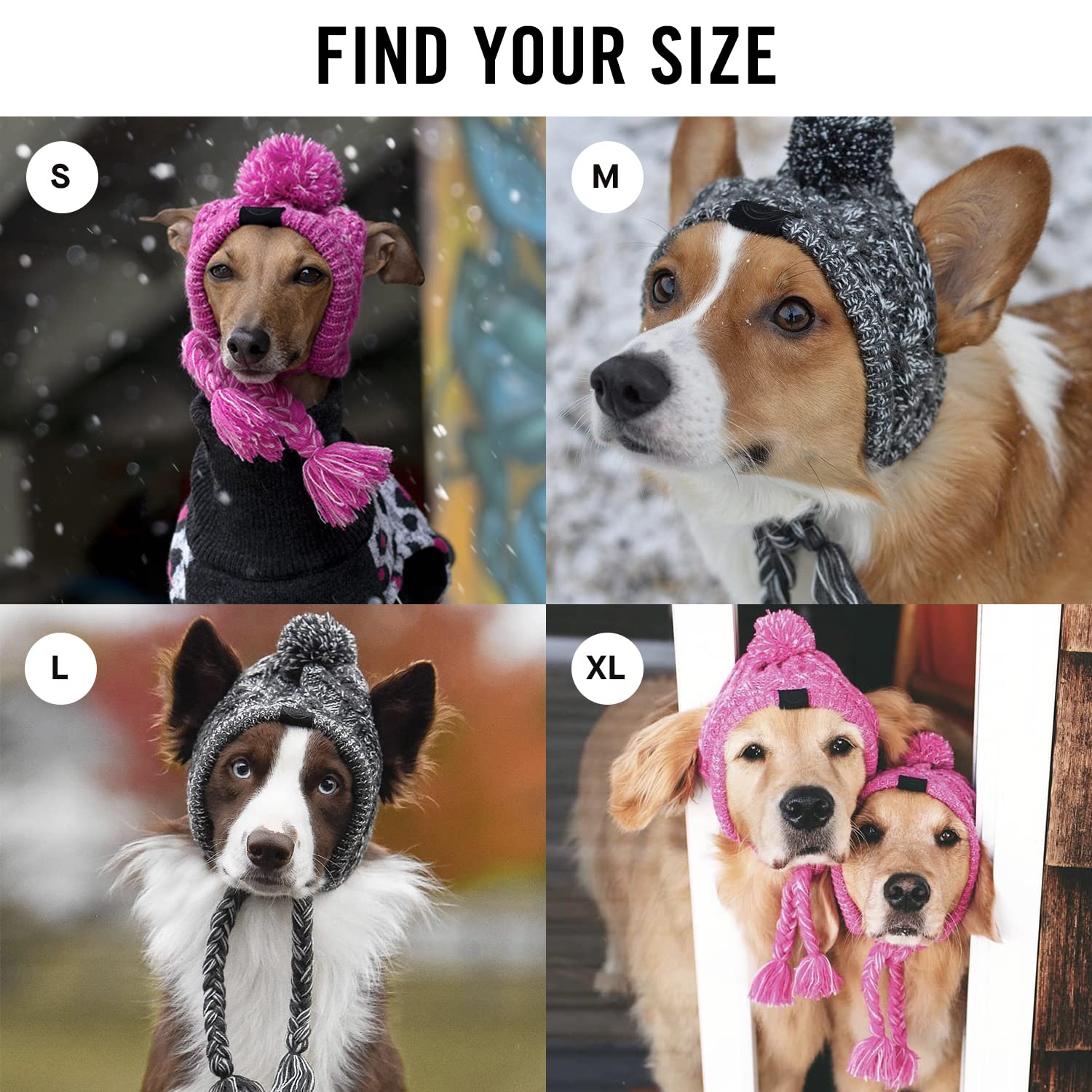 Canada Pooch Pom Pom Winter Dog Protection Hat - Knitted Warm Dog Beanie | Cozy Dog Cap With Tassel, Keeps Dogs Comfy On Cold Days, Breathable Ear Slits, Great For Dogs Pink/S