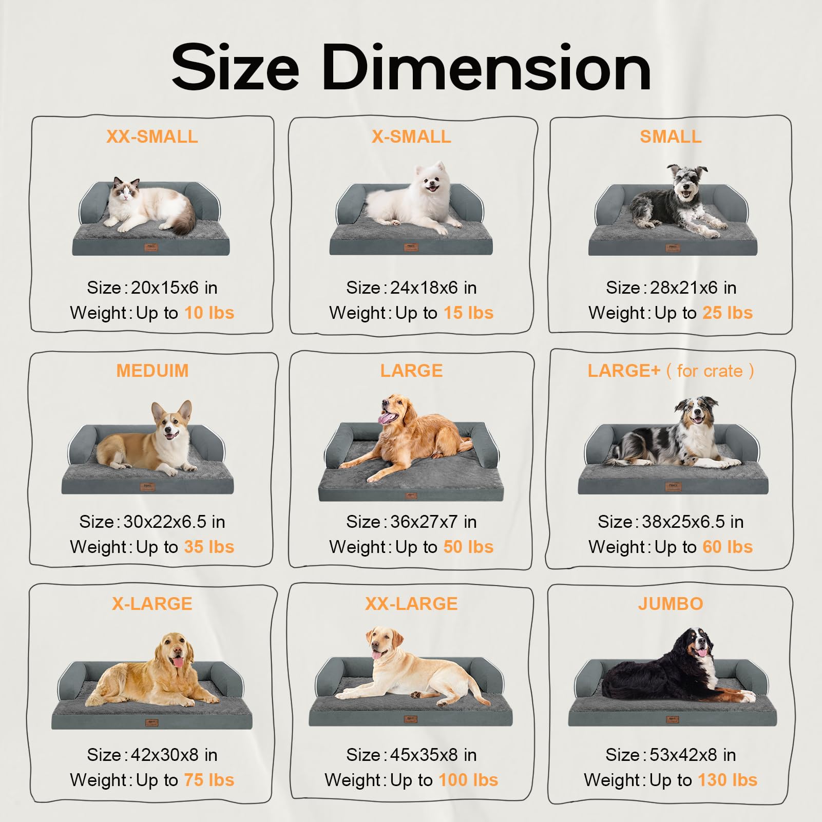 Dog Bed Medium Size Dog-Orthopedic Waterproof Bed for Dogs,Foam Couch Sofa with Washable Removable Cover & Non-Slip Bottom-Dark