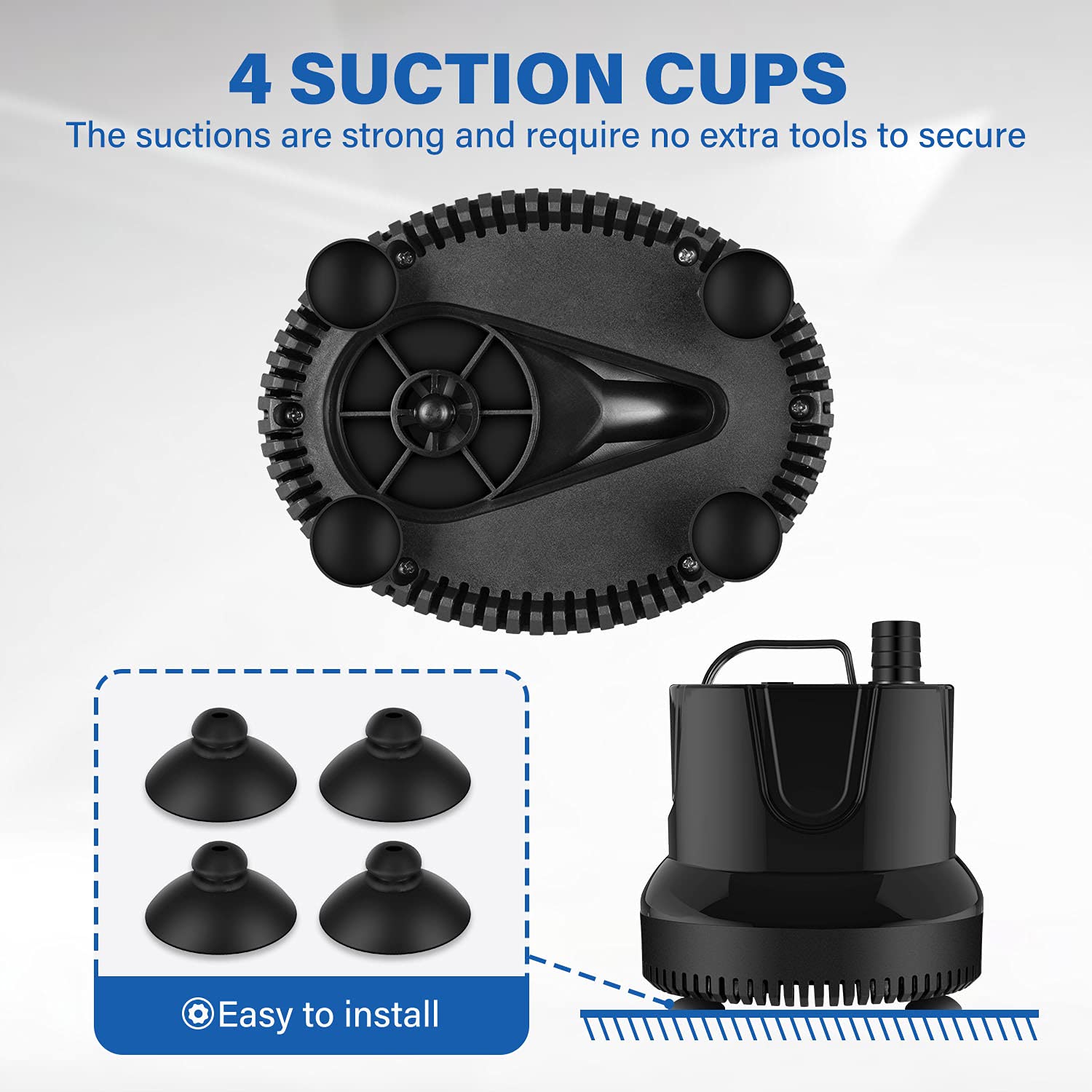 Simple Deluxe 660GPH Bottom Suction Submersible Water Pump (2500L/H, 45W) with 8.2ft High Lift, 3 Nozzles for Fish Tank, Pond, A