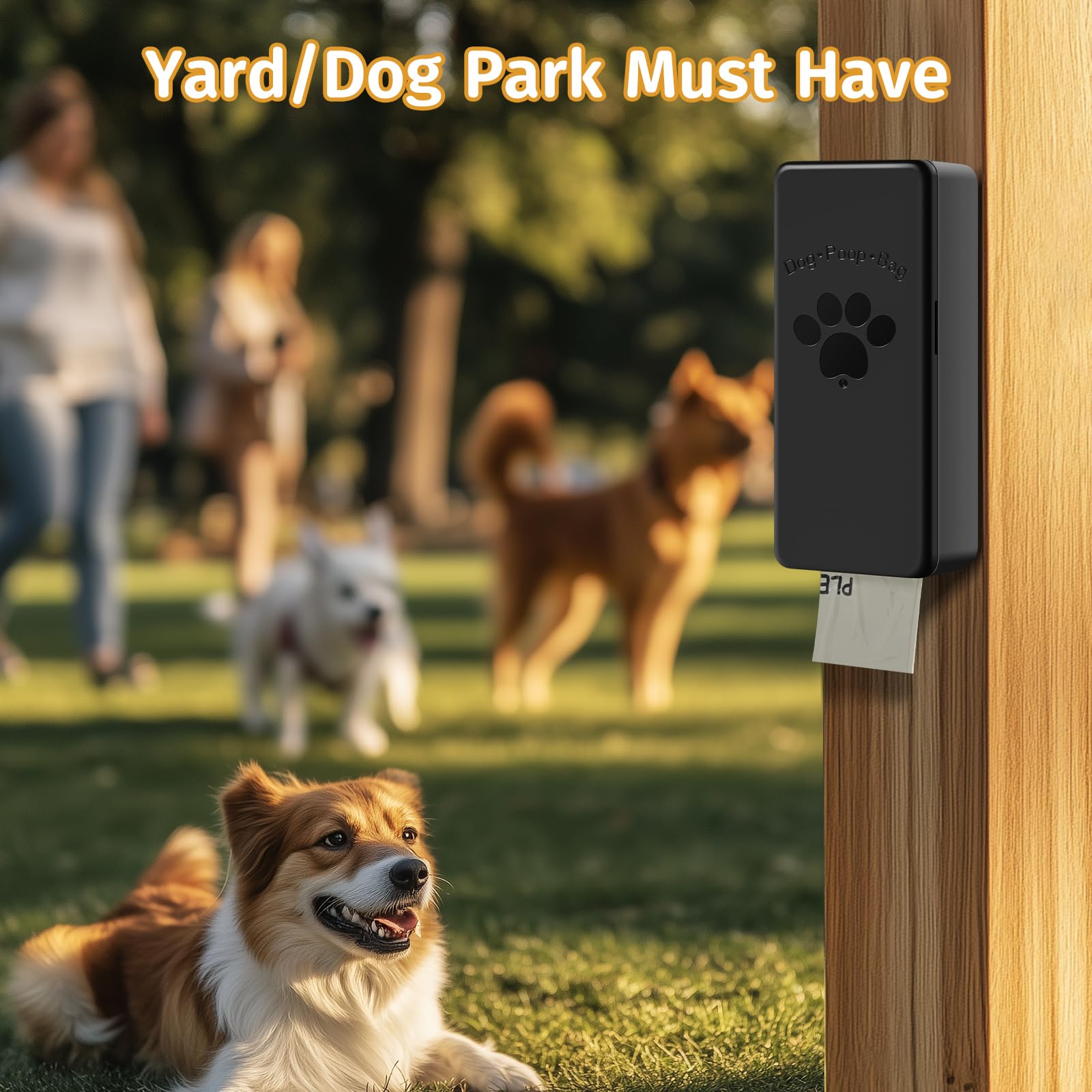 qeerable Dog Poop Bag Dispenser - Wall-Mounted, 60 Count, Black Plastic, Model dog poop bag dispenser-02 for Indoor/Outdoor Use