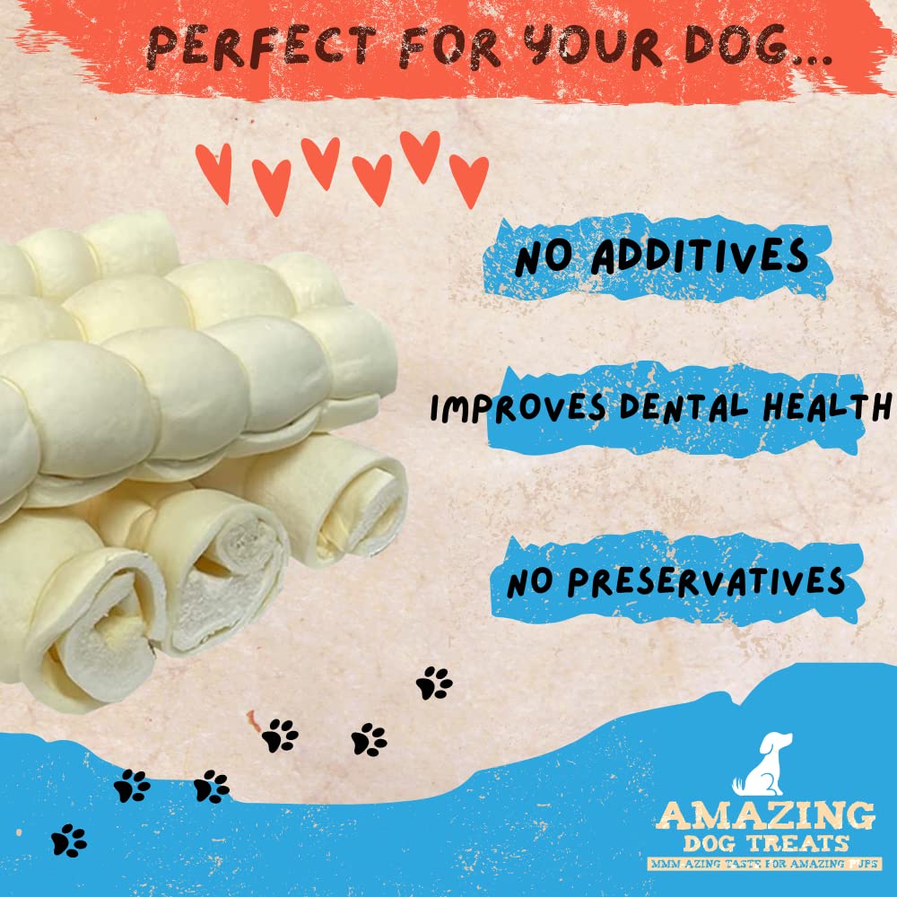 Amazing Dog Treats - Beef Cheek Rolls -(Mega Thick 4 - 6 Pcs) No Hide - Safe Rawhide Alternative Dog Chew - Great for Power Chew