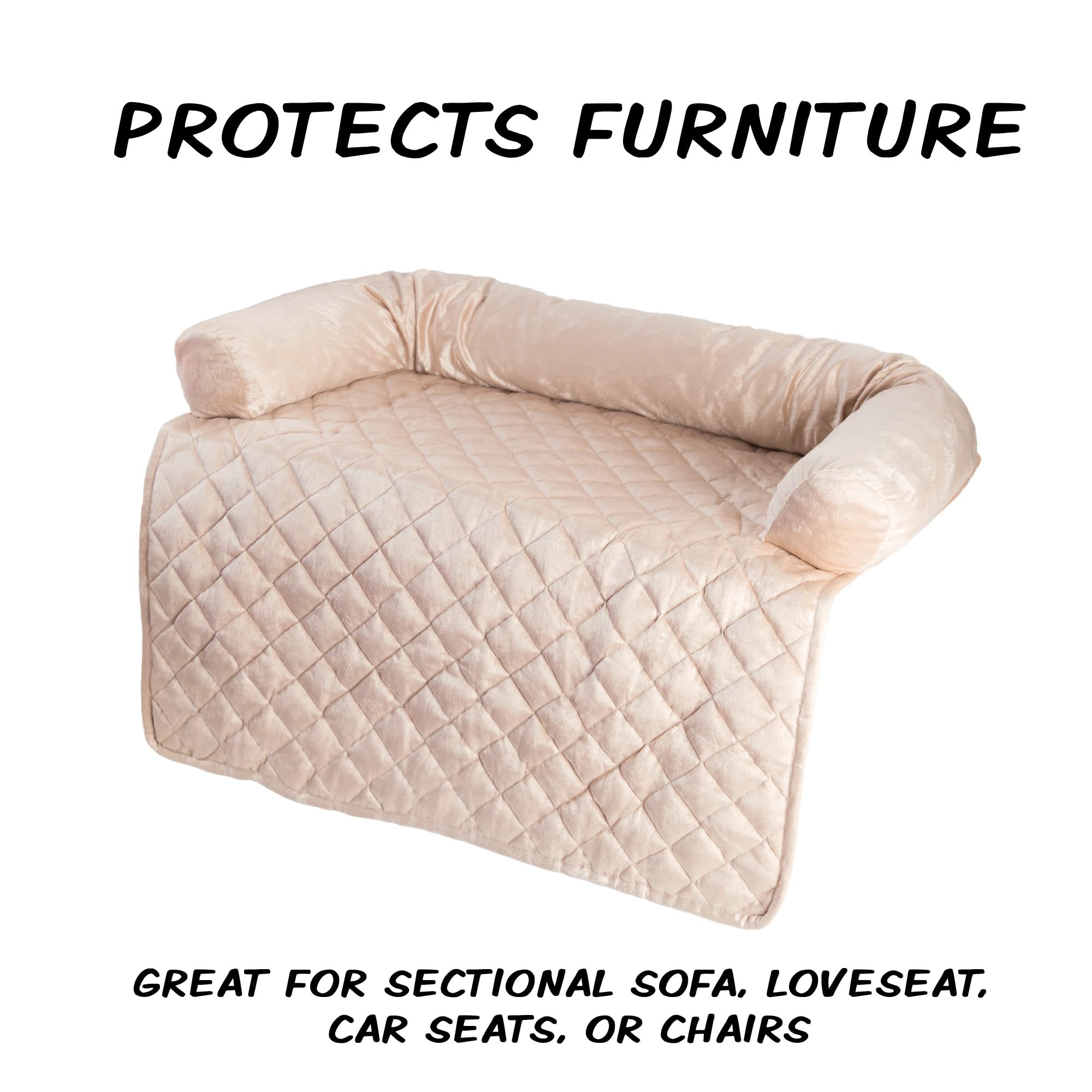 Couch Cover for Dogs - 35x35 Pet Furniture Protector with Memory Foam Neck Bolster, Quilted Fabric, and Water-Resistant Base Lay