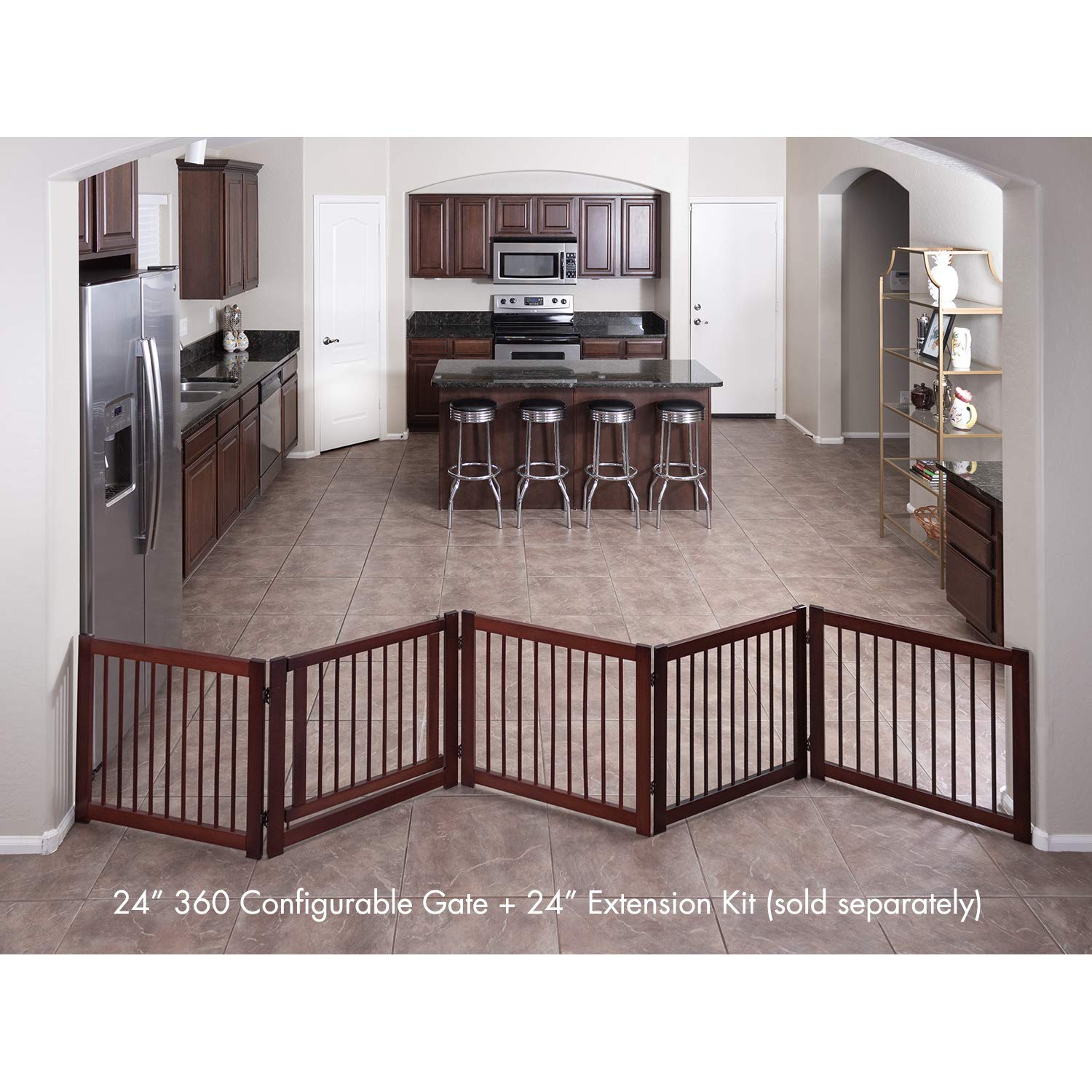 Primetime Petz 33237-E6 Extension Kit for 360 Configurable Walk Through Folding Pet Gate ,Walnut,24