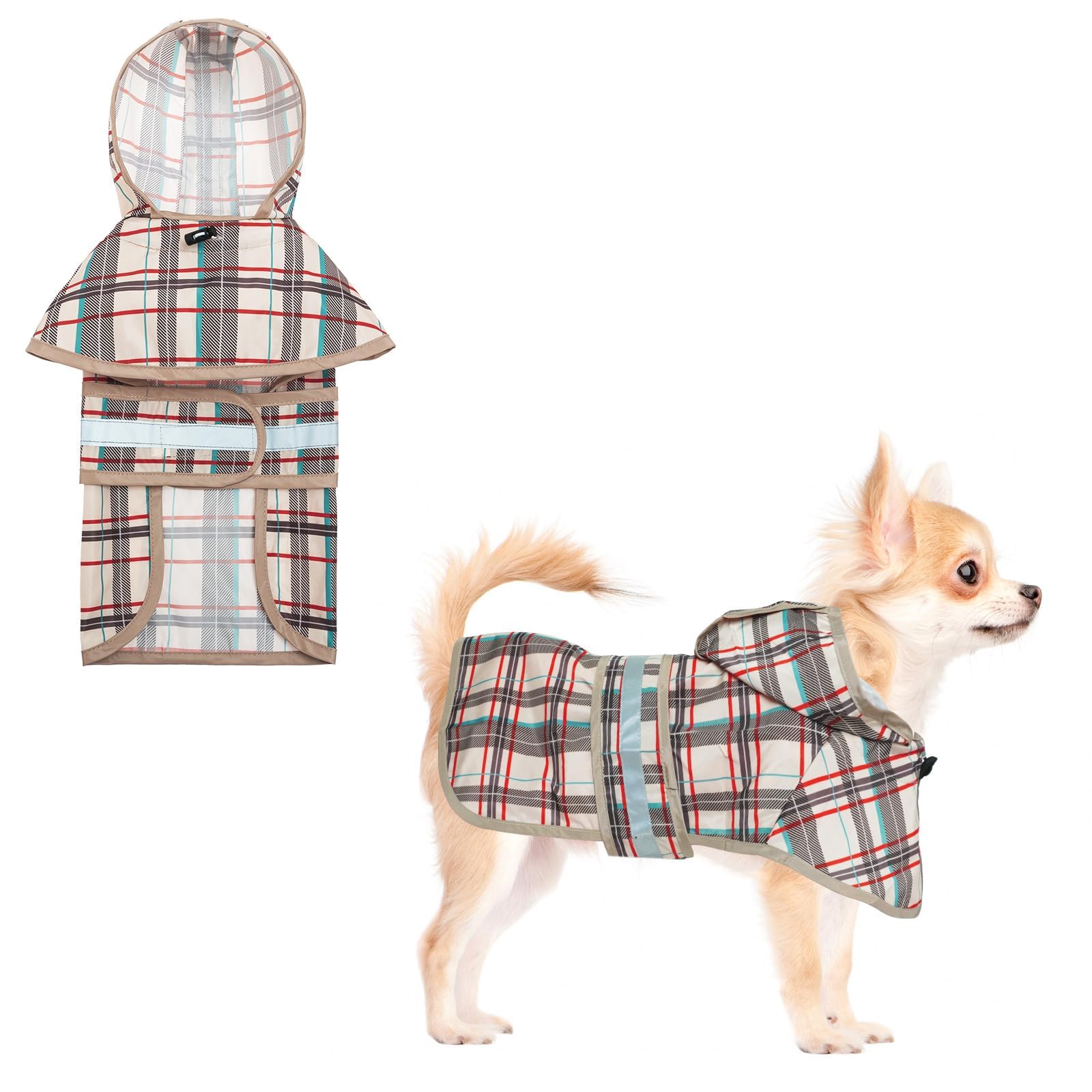 KOOLTAIL Dog Raincoat Hooded Slicker Poncho with Leash Hole, Dog Raincoat for Small Medium Dogs, Waterproof Dog Rain Jacket with