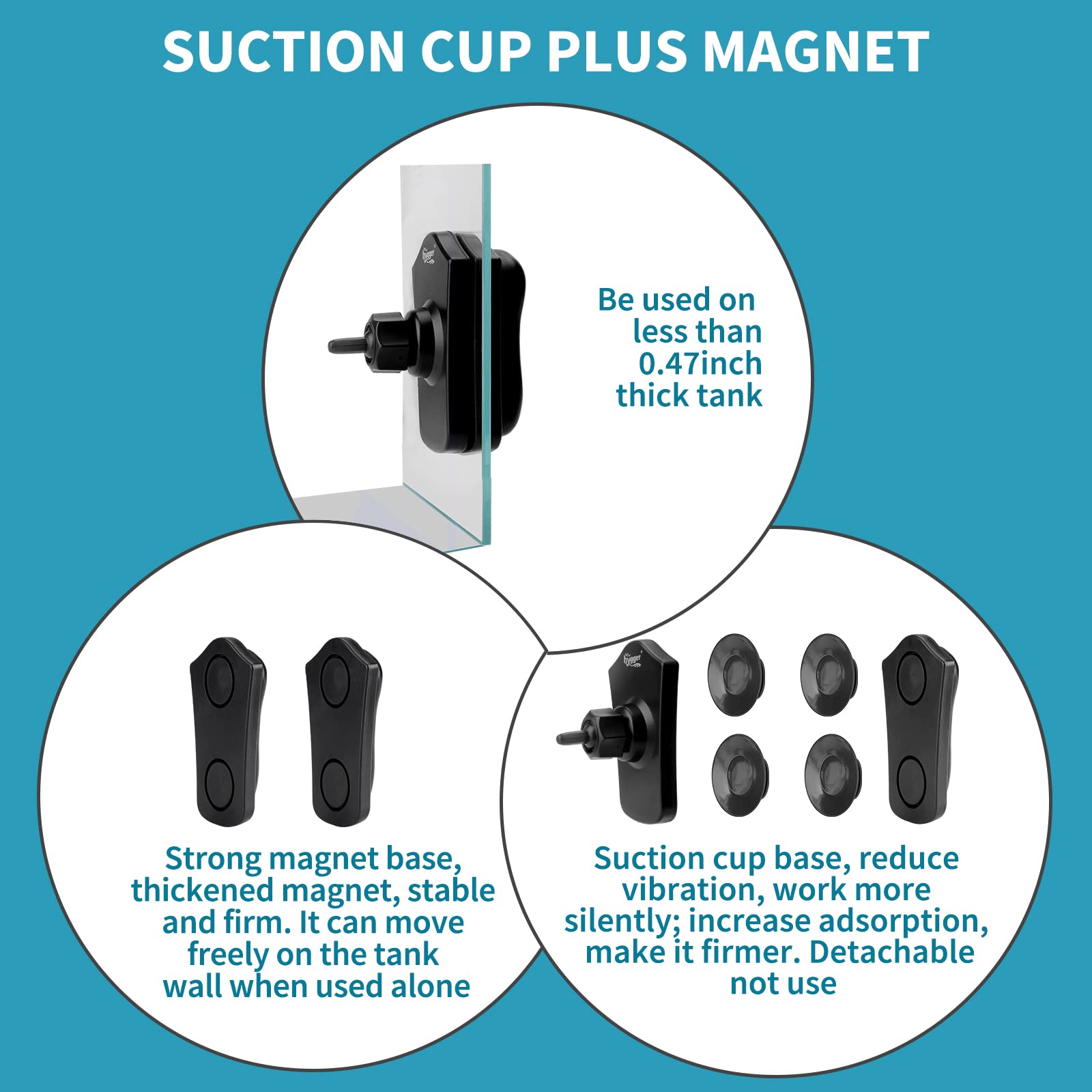 Hygger 4200Gph Double Head Aquarium Circulation Pump, Quiet 12W Aquarium Wave Maker, With Strong Magnetic Suction Base, 360Adjus