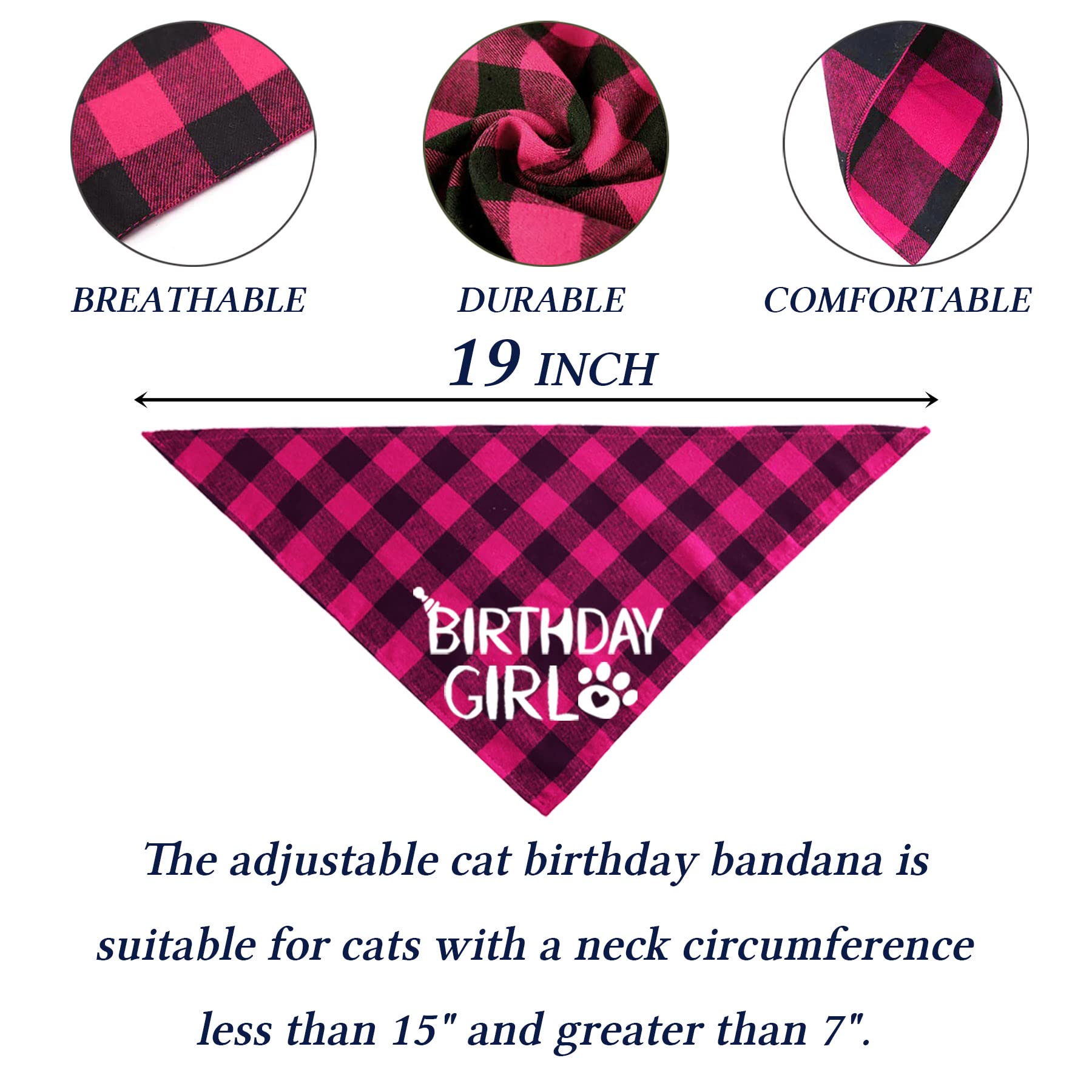 Stmk Cat Birthday Party Supplies, Cat Birthday Hat With Cat Birthday Bandana Bow Tie Collar Birthday Number Banner Cat Birthday Decorations For Cat Kitten Birthday Outfits (Pink)