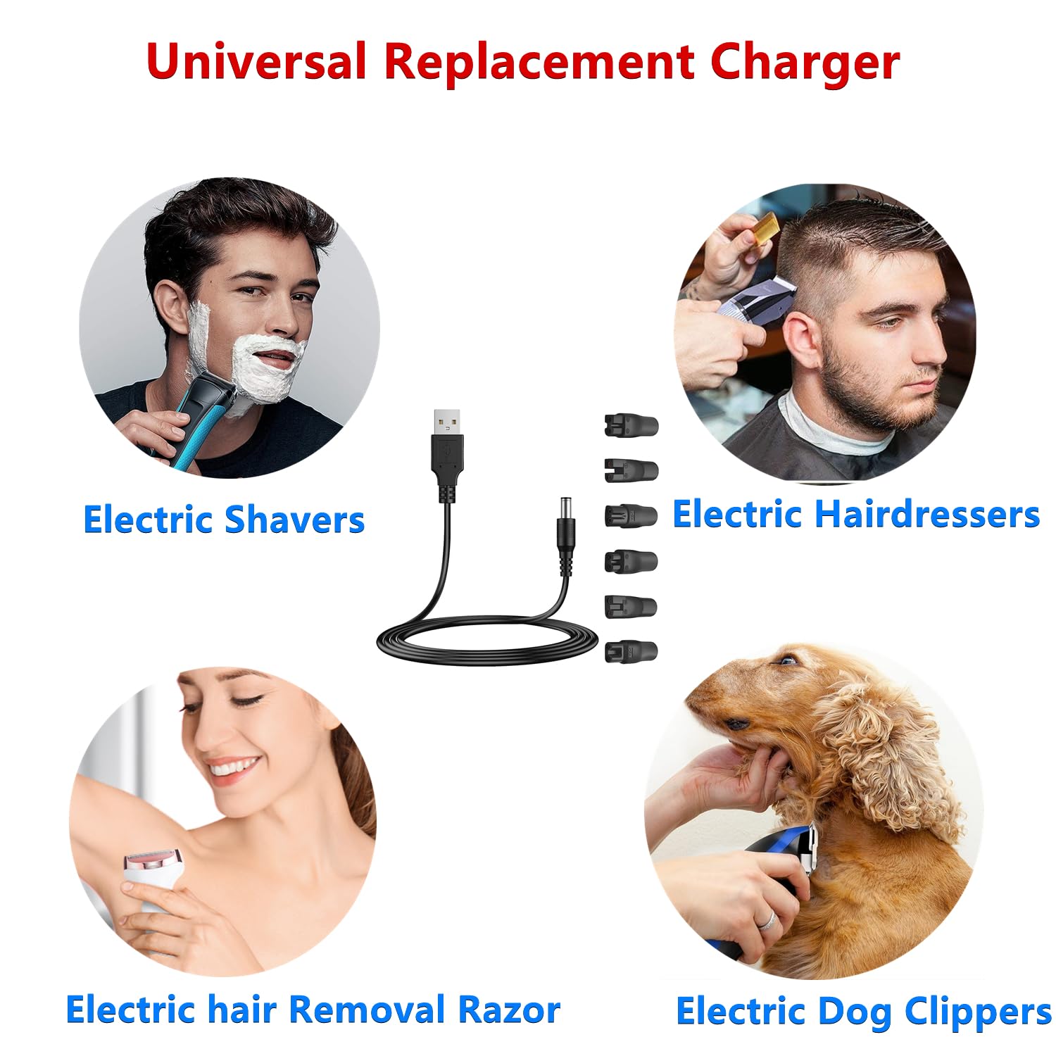 Aliwisdom Universal Replacement Charger Usb For Various Brands Electric Hairdressers/Electric Dog Clippers/Electric Shavers/Hair