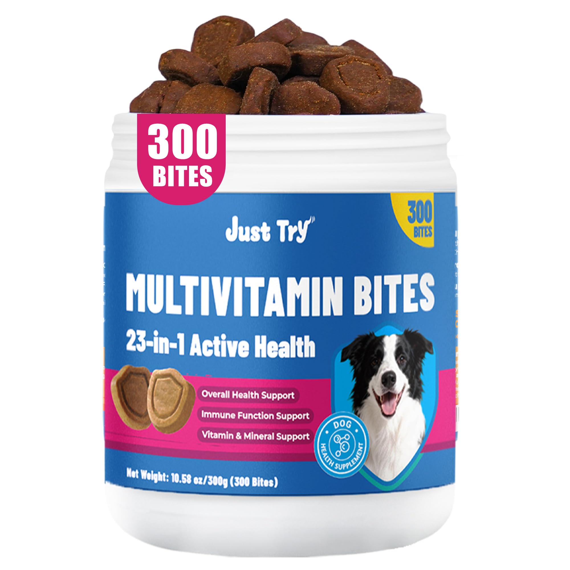 Just Try Taurine for Dog Bites 23-in-1 Multivitamin Chondroitin Sulfate for Joint Health, Omega-3 for Skin Support Dog Vitamins 
