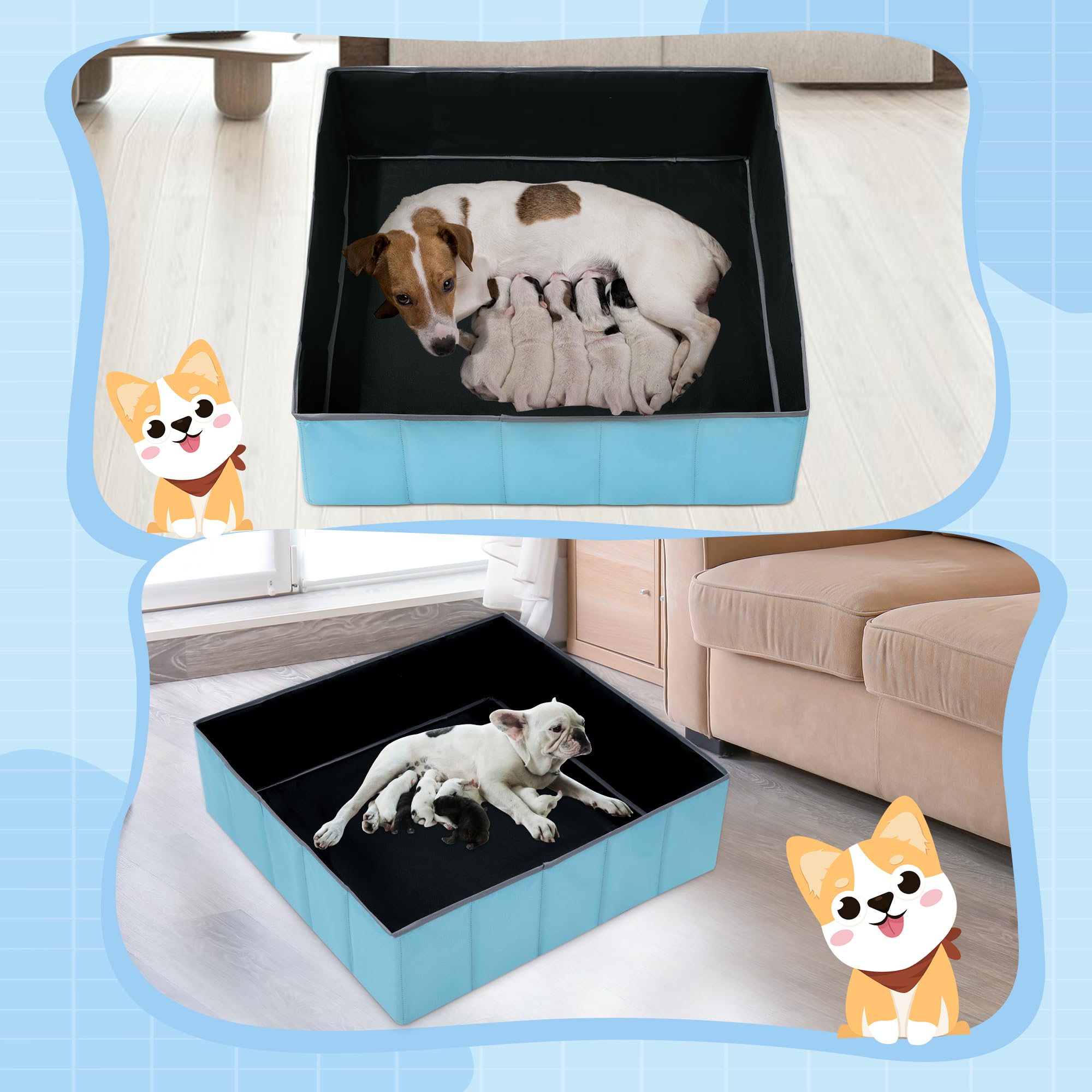 Balapet Whelping Box For Dogs And Puppies,Foldable &Portable Whelping Pen, Puppy Playpen Dog Birthing Whelping Supplies(Large)