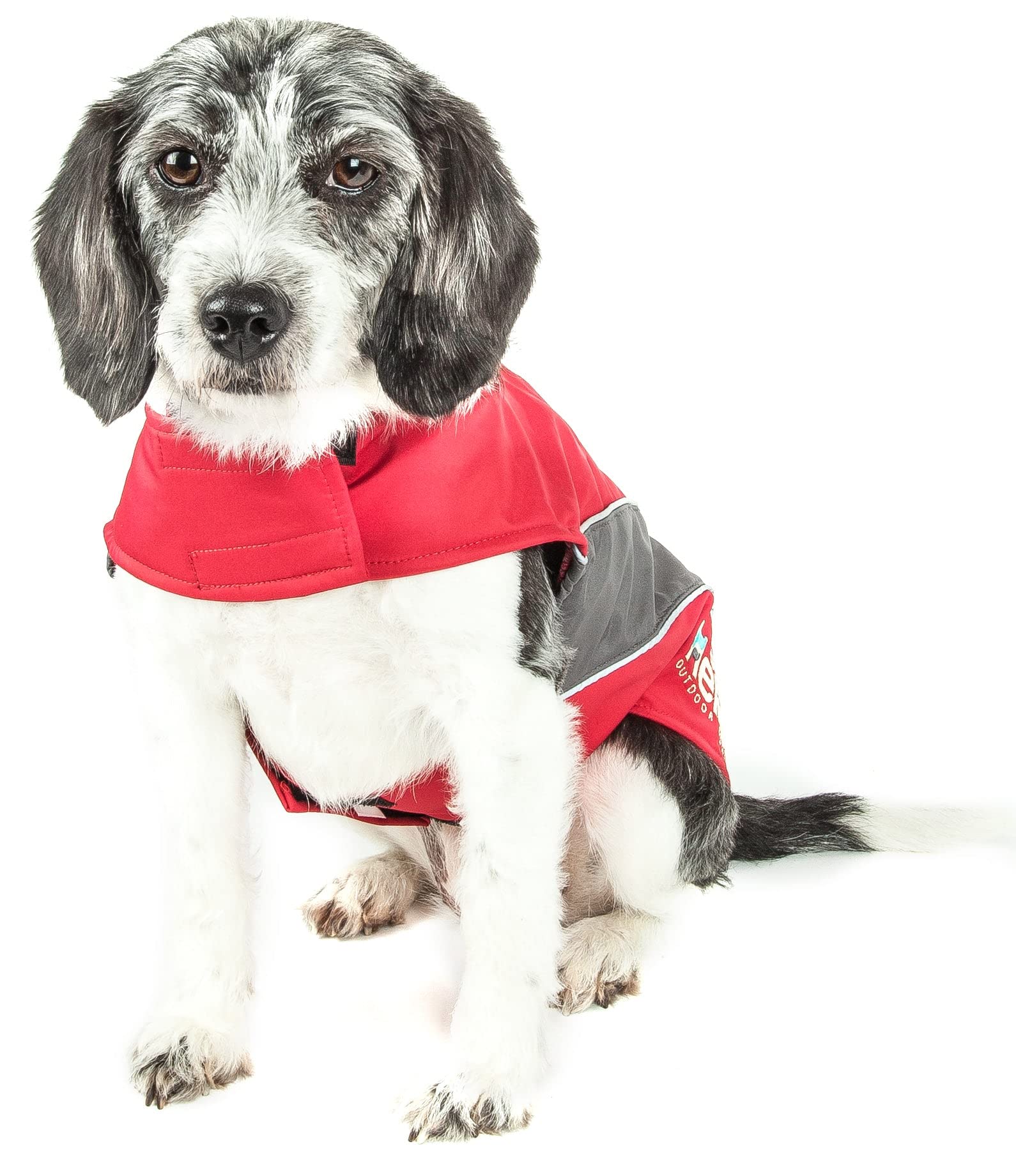 DOGHELIOS High Octane Softshell Neoprene Polar Fleece Reflective Performance Pet Dog Coat Jacket w/ Blackshark technology, X-L