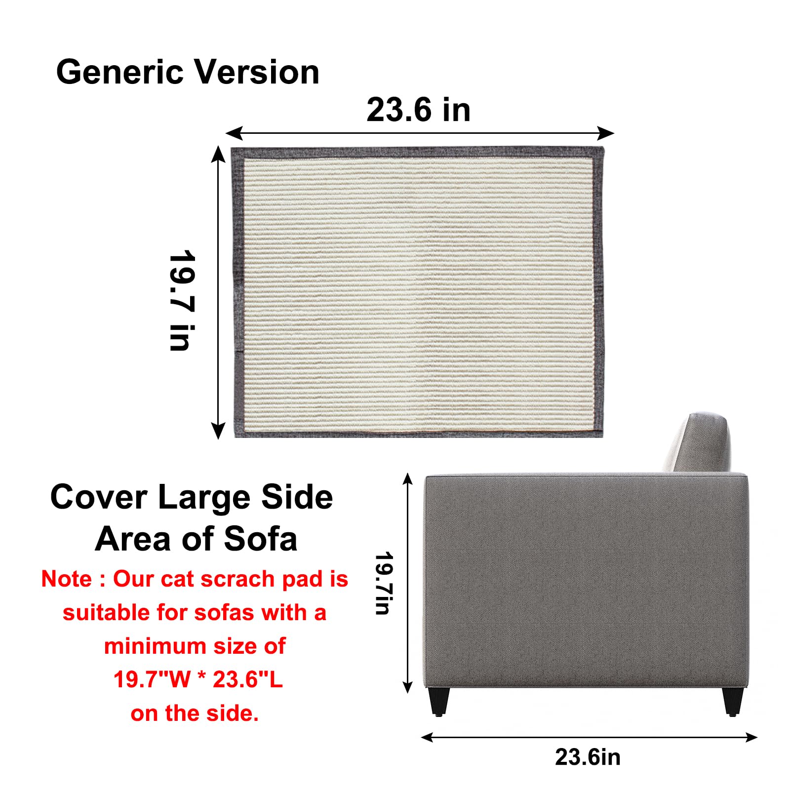 Cat Scratch Sofa Protector,Cat Scratching Couch Protector With 19.7''L*23.6''W Natural Sisal For Protecting Couch Sofa Chair (Right Hand)