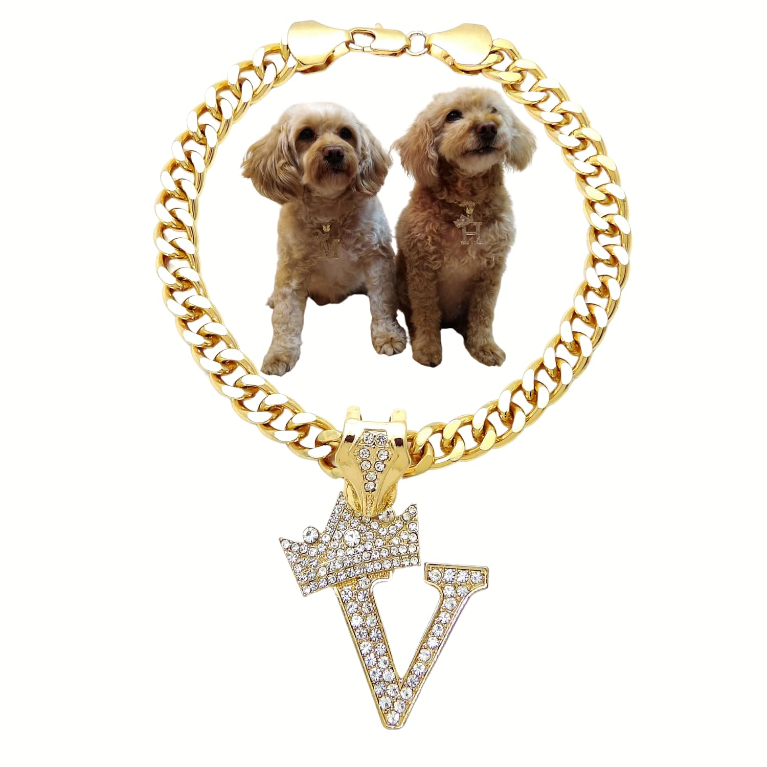 Initial Letter Cuban Chain Dog Chain Pet Chain Pet, Cat, Puppy Necklace (V, 22'')