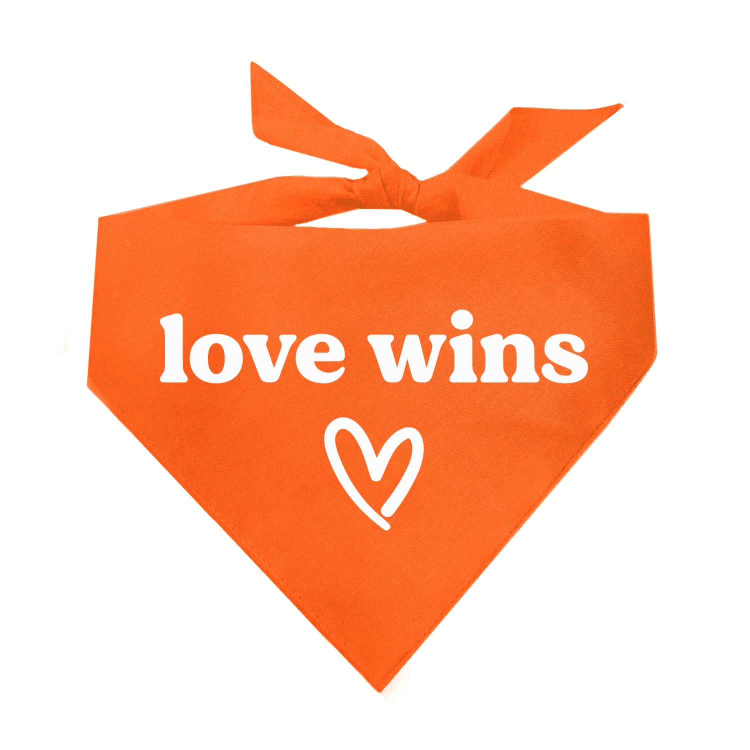 Love Wins Dog Bandana | 100% Cotton Adjustable Triangle | Made In Usa | Pride Day | Lgbtq+ | Rainbow | Parade |Orange, X-Small (