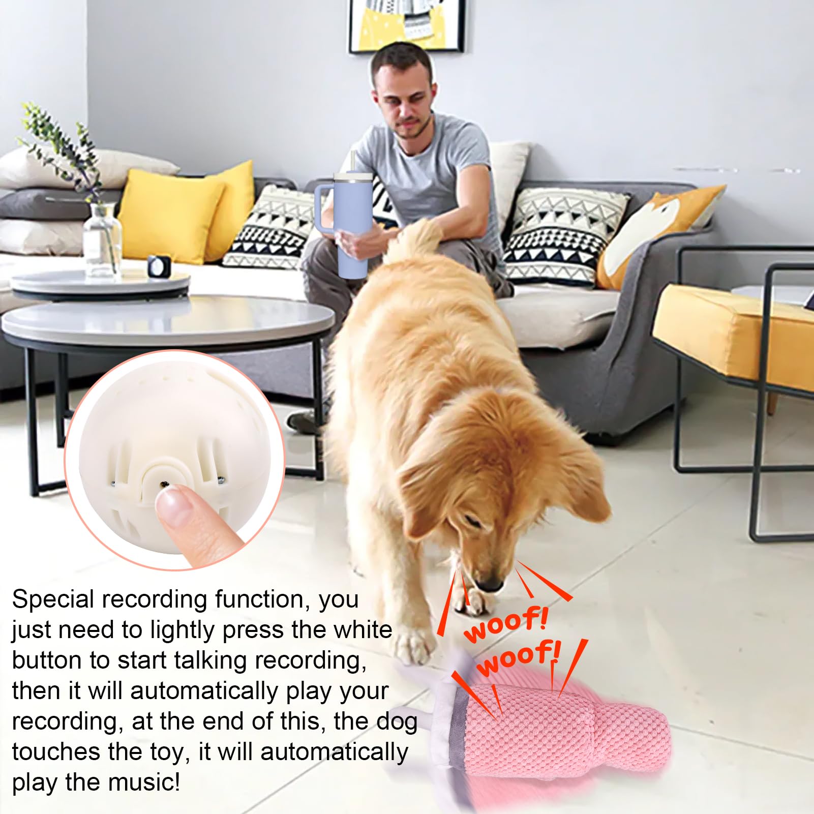 Mity rain 2 in 1 Interactive Dog Toys, Tumbler Dog Toys to Keep Them Busy, Plush Squeaky Dog Toys with Interactive Dog Ball Jump