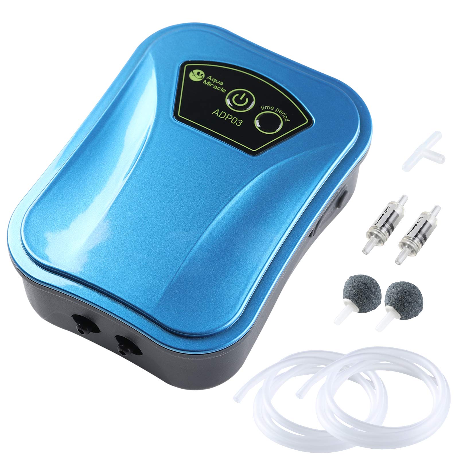 AquaMiracle Lithium Battery Powered Portable Aquarium Air Pump, USB Rechargeable Fish Tank Air Pump, AcDc Dual Mode, Works as a 